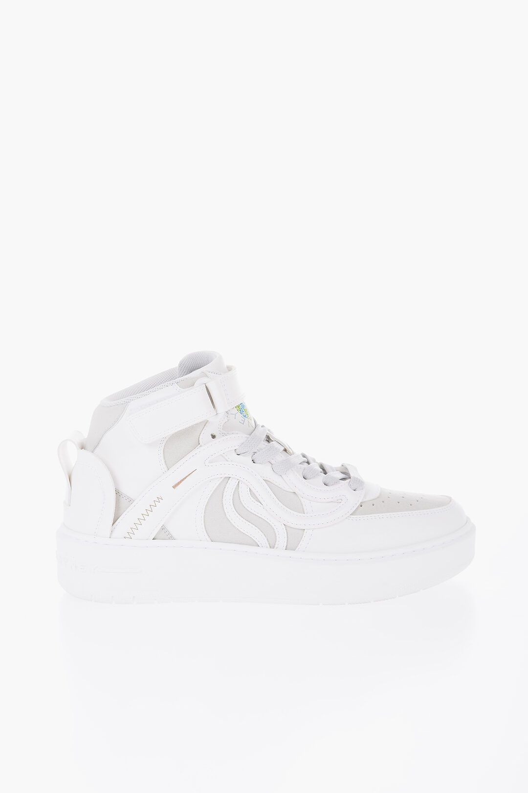 Stella McCartney og1mm0824 Leather S-Wave High-Top Sneakers in White Size US 8 / IT 38 - 1 Thumbnail