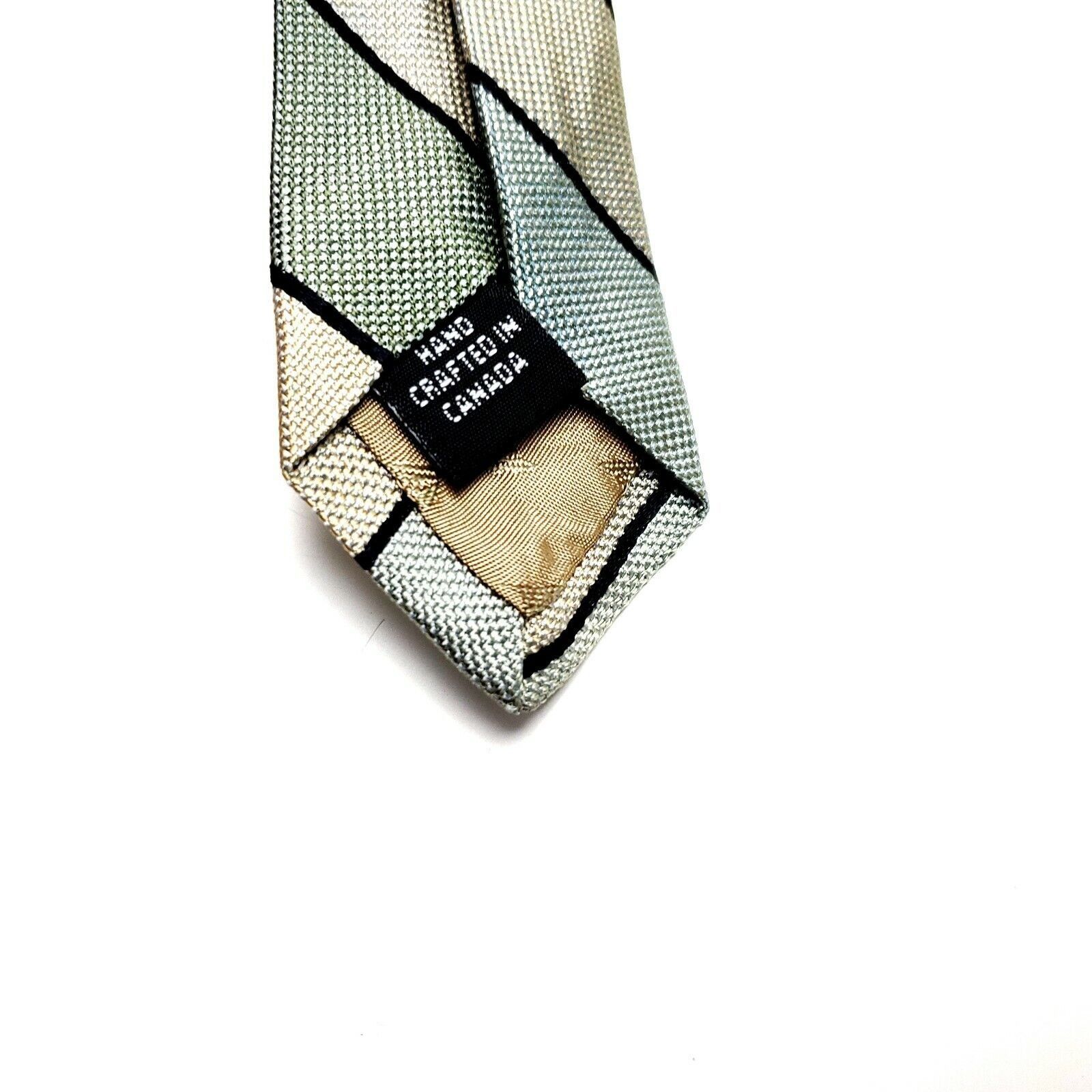 Dior Dior Signature Silk Tie Green Woven Striped Short Wide Size ONE SIZE - 4 Thumbnail