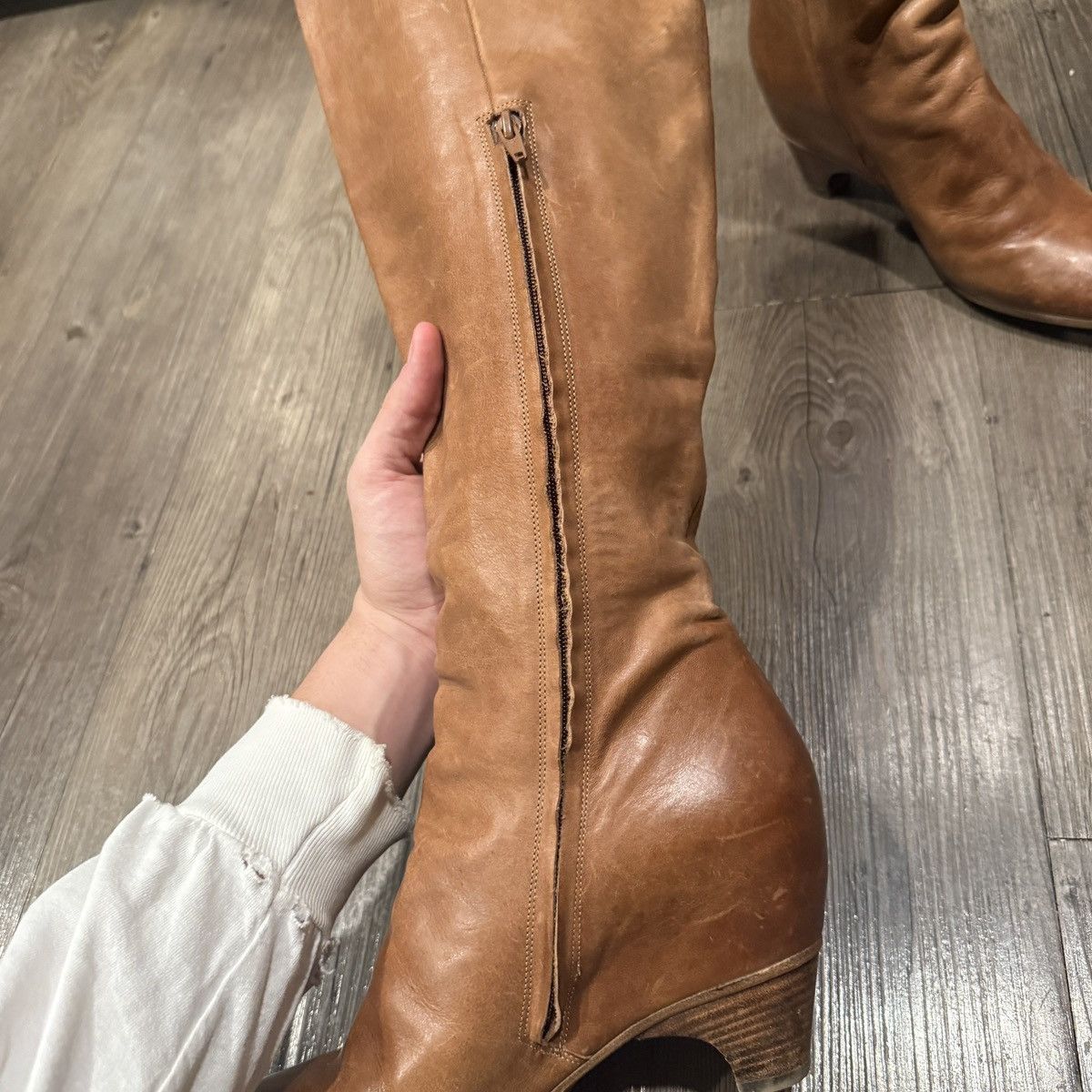 Maison Margiela Maison Margiela Leather Ankle Boots Knee High Low Heel 39.5 Size US 9.5 / IT 39.5 - 3 Thumbnail