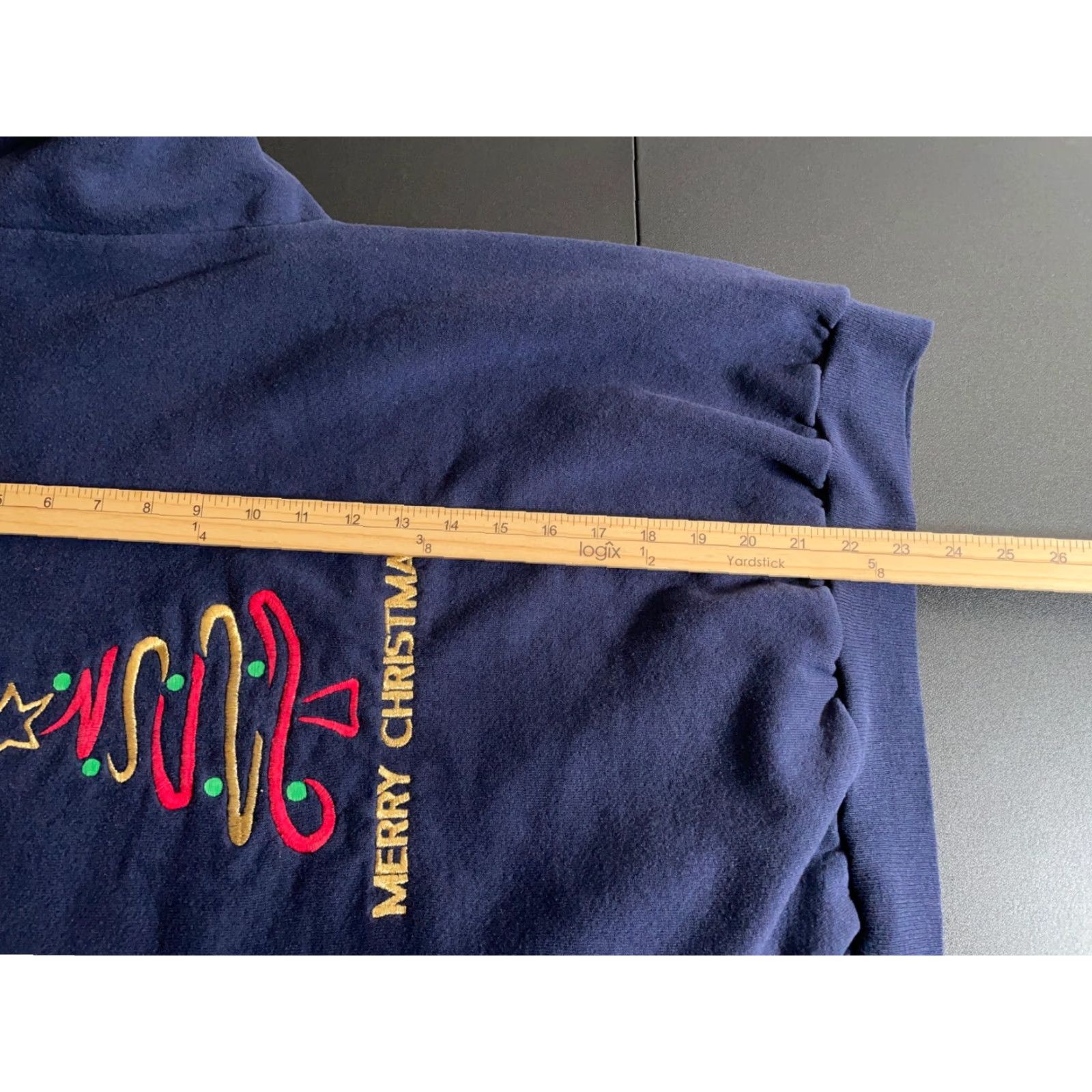 Lee VINTAGE Lee Sweatshirt Christmas Tree Embroidered Large Blue Pullover Mock Neck 90s Holiday Womens Size L / US 10 / IT 46 - 6 Thumbnail
