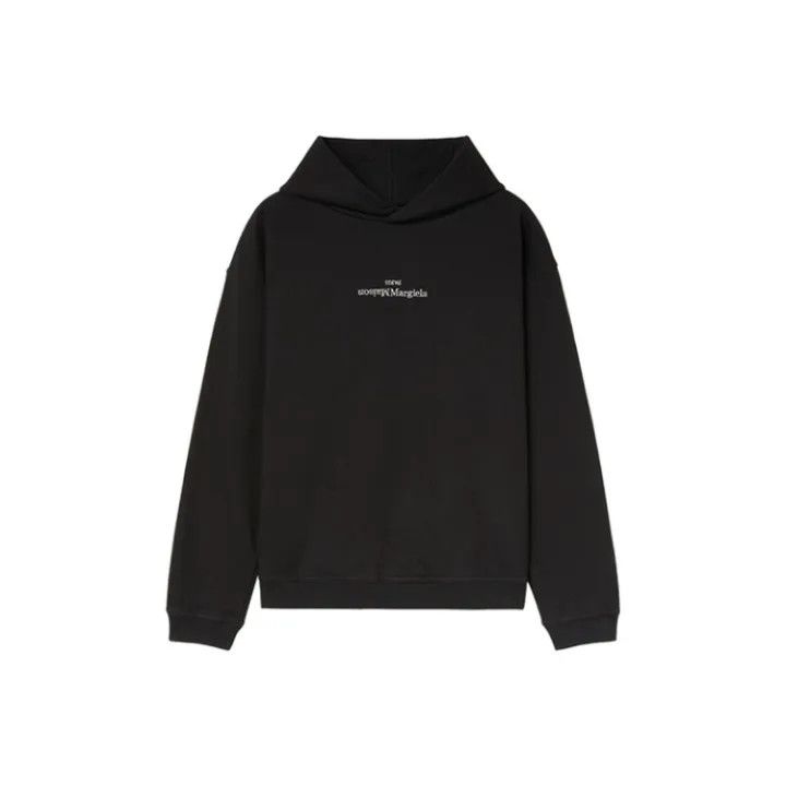 Maison Margiela Maison Margiela Black Cotton Logo Hoodie 0079 Size US L / EU 52-54 / 3 - 1 Thumbnail