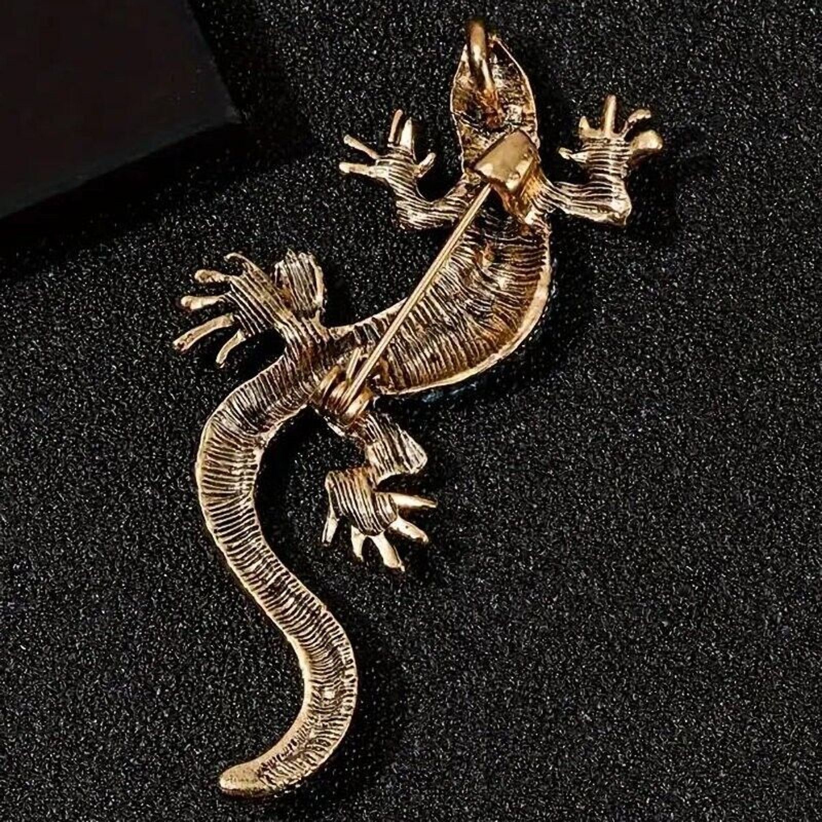 Other Salamander Lizard Gecko Brooch Blue Rhinestones Size ONE SIZE - 5 Thumbnail