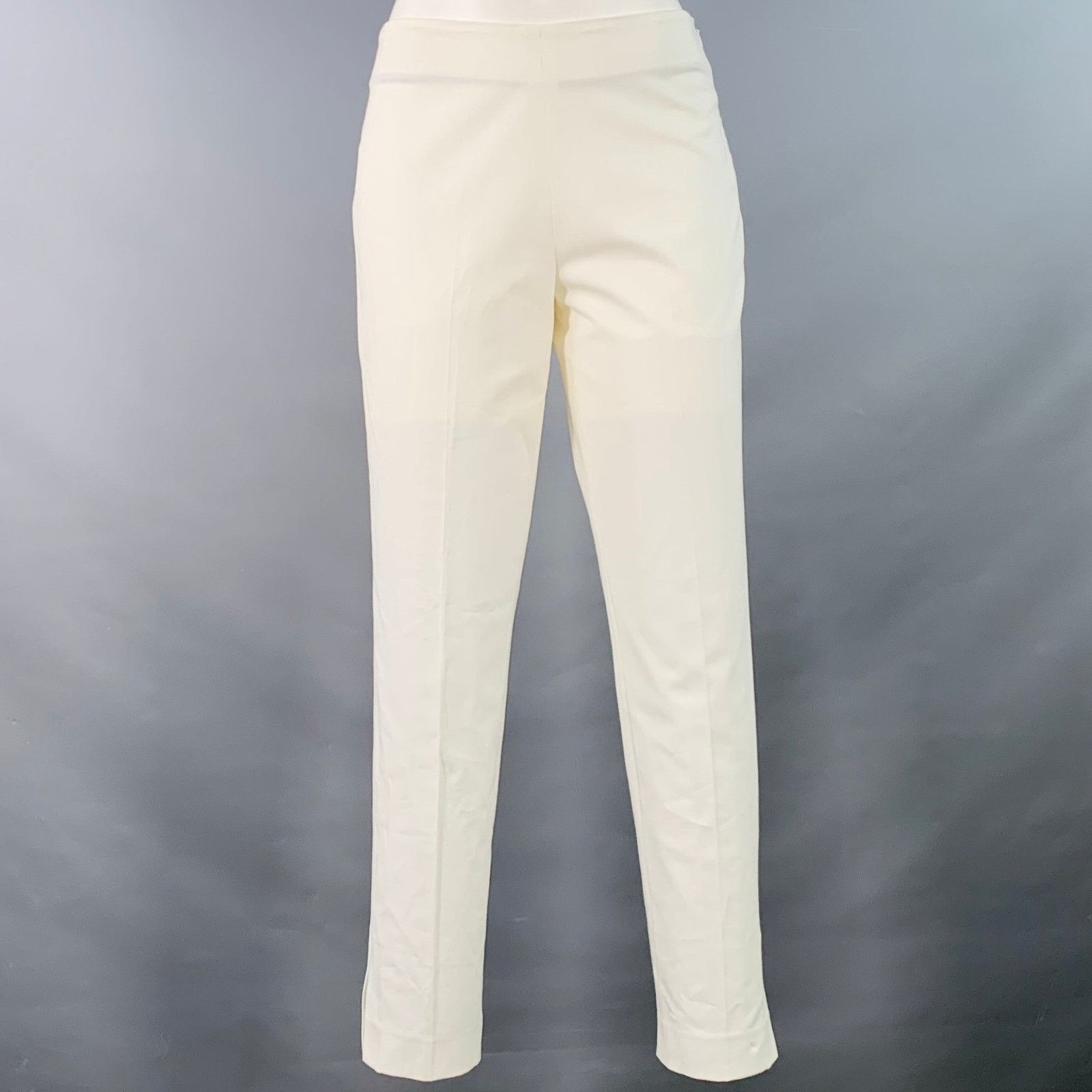Other RIVAMONTI Size 4 White Cotton Blend Narrow Leg Dress Pants Size 27" / US 4 / IT 40 - 1 Thumbnail