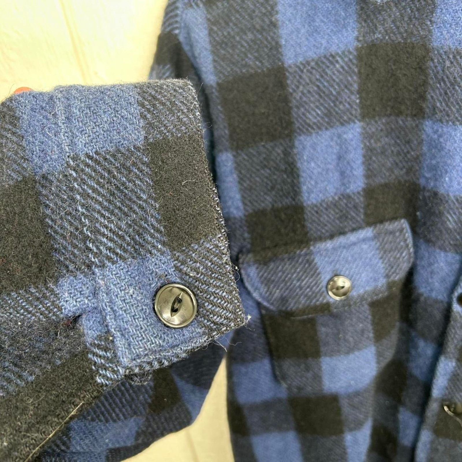 Other Vintage 80's Blue Black Plaid Wool Button-Up Flannel Medium Size US M / EU 48-50 / 2 - 6 Thumbnail