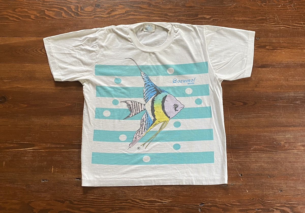 Vintage Vintage 80’s Cozumel Mexico Fish Stripes Single Stitch Tee Size US L / EU 52-54 / 3 - 1 Thumbnail