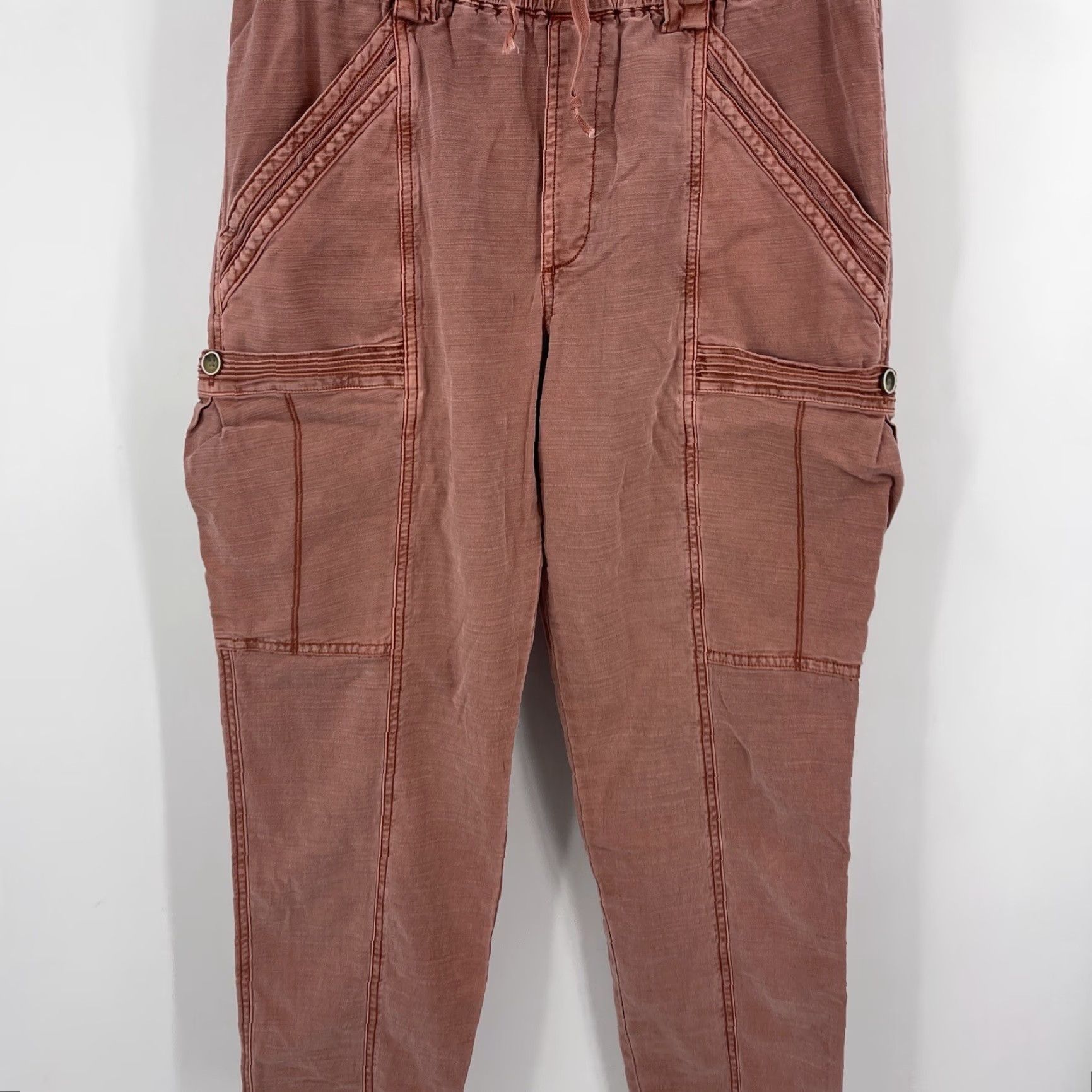 Anthropologie Anthropologie Pants Womens 27 Pink Coral Pigment Dye Twill Cotton Blend Elastic Waist Casual Casual Woman 27 Pants Bohemian Western 90s (no N/A) Size 27" / US 4 / IT 40 - 3 Thumbnail