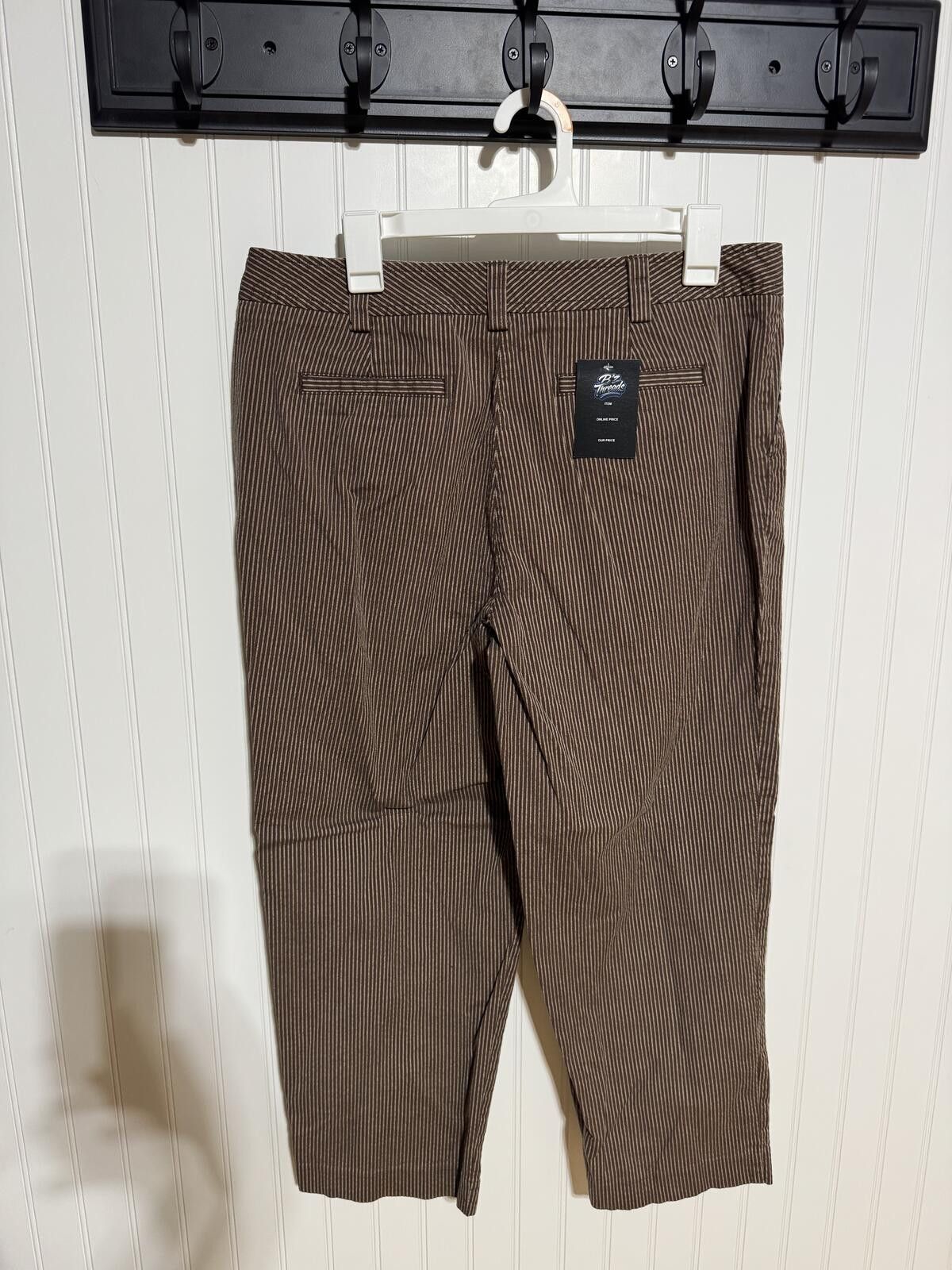 Other Talbots Brown Pinstripe Stretch Dress Khakis Size 12 Size 34" / US 12 / IT 48 - 2 Thumbnail