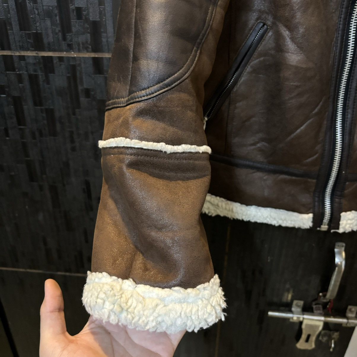 Genuine Leather Type B-3 Shearling Bomber Jacket Sheepskin Sherpa Size US L / EU 52-54 / 3 - 3 Thumbnail
