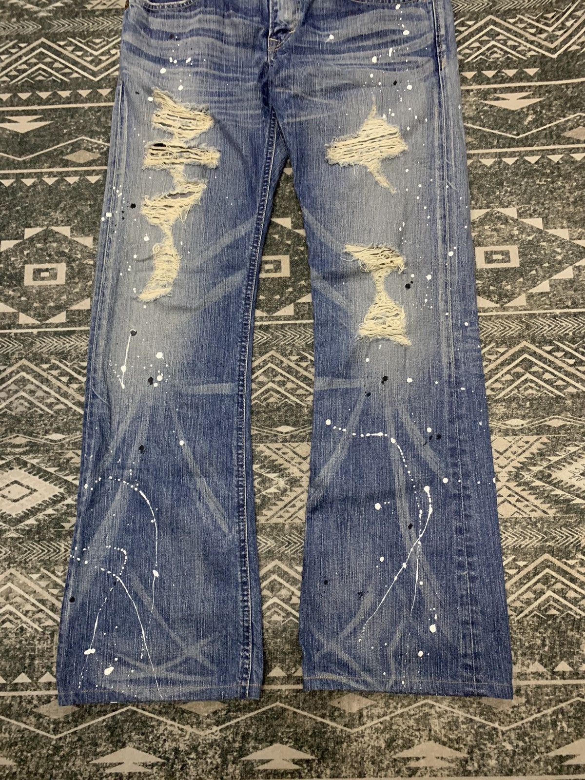 Edwin 🔥FLARE🔥EDWIN 503 BLUE TRIP DISTRESSED SPLASH PAINT Size US 32 / EU 48 - 3 Thumbnail