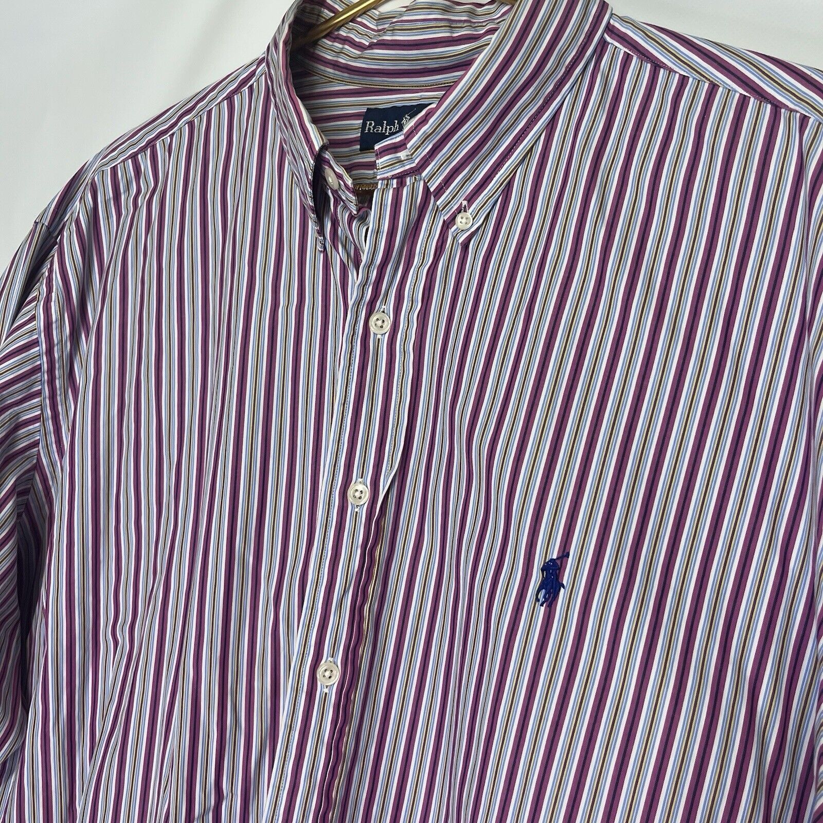 Ralph Lauren Classic Fit 100% Cotton Oxford Purple Striped Preppy Size US XXL / EU 58 / 5 - 2 Thumbnail