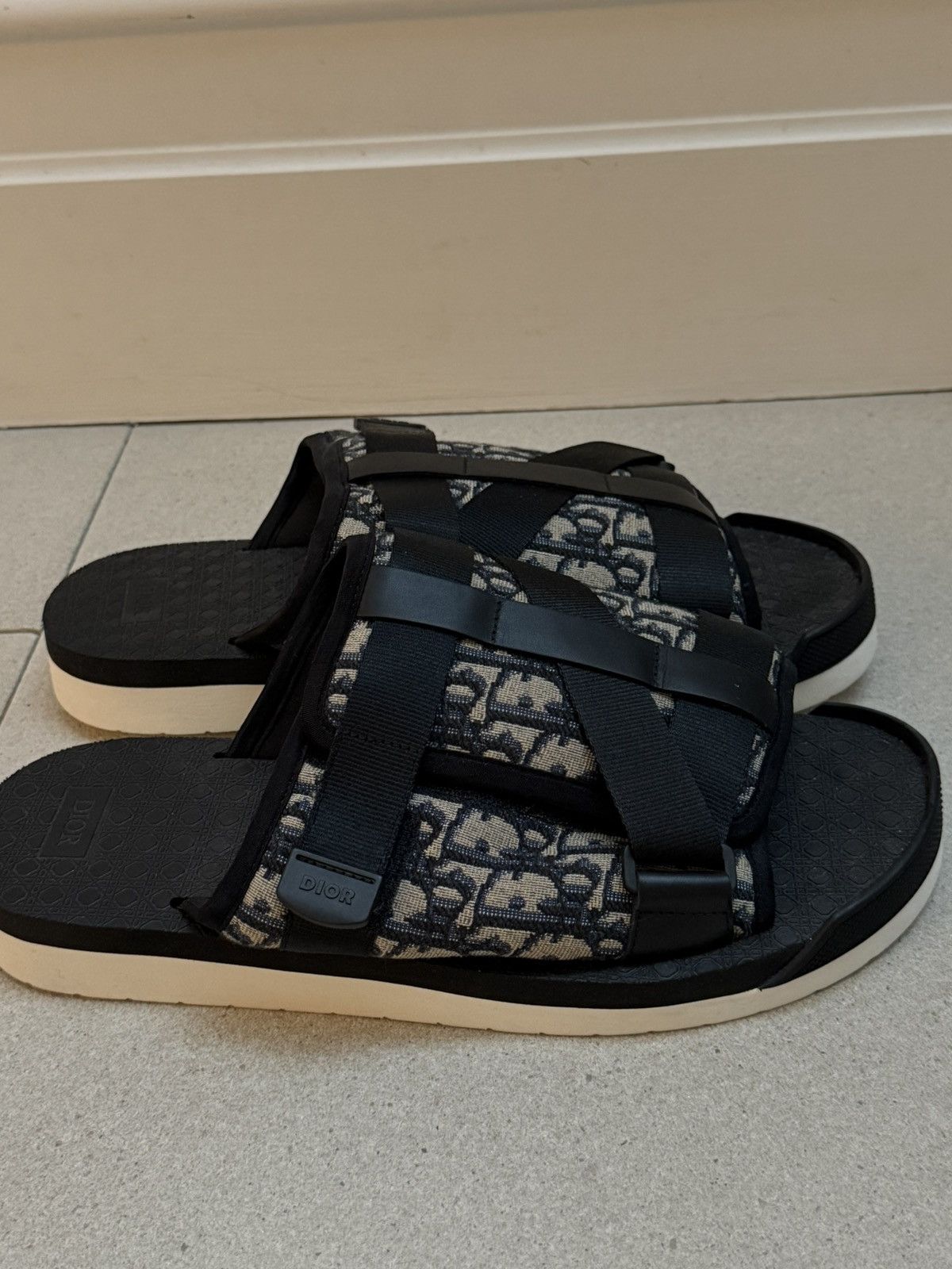 Dior Dior Alpha Sandal Beige & Blue Oblique Jacquar Size US 12 / EU 45 - 6 Thumbnail