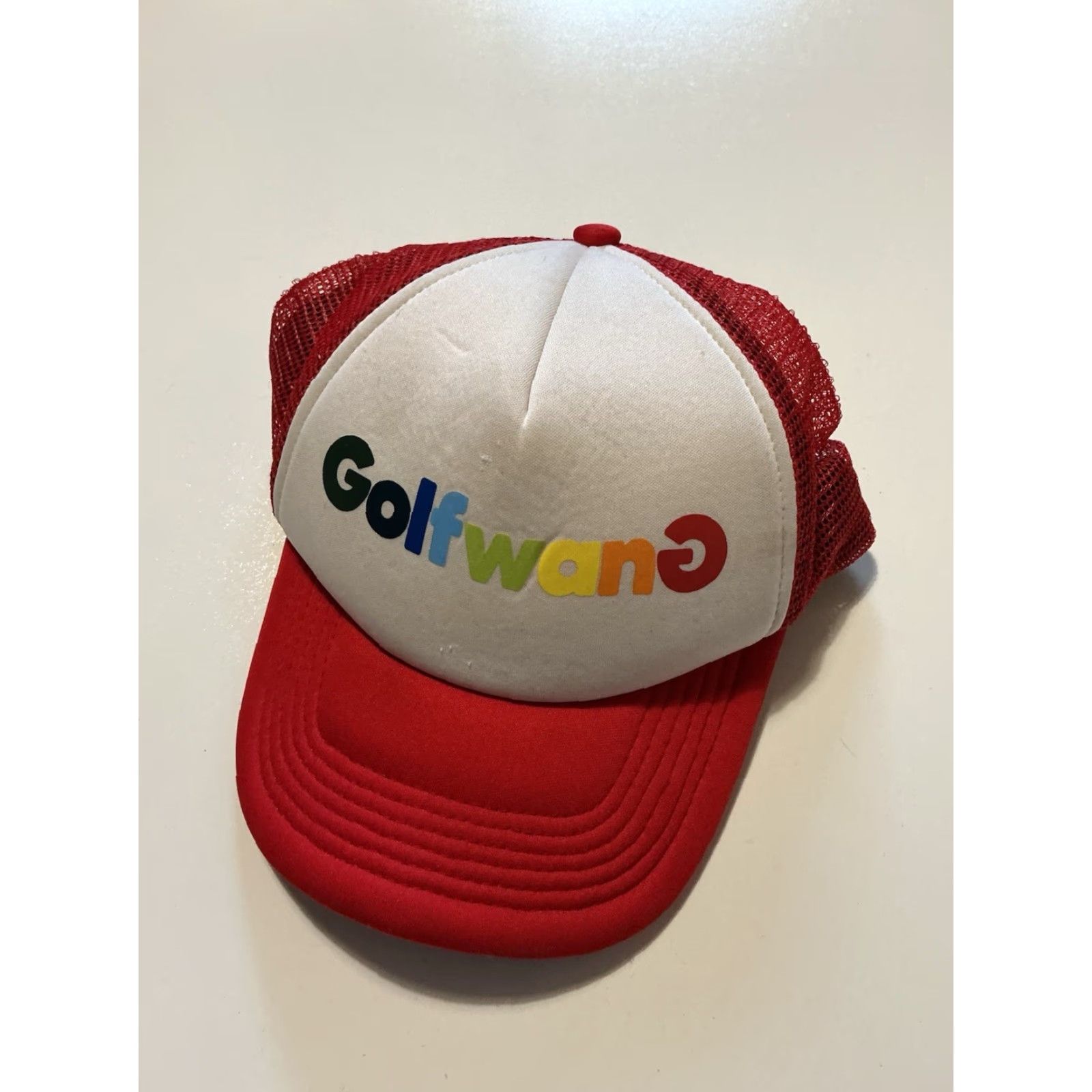 Golf Wang VINTAGE Golf Wang Tyler The Creator Script Logo Graphic Snapback Red Trucker Cap Hat Size ONE SIZE - 2 Thumbnail