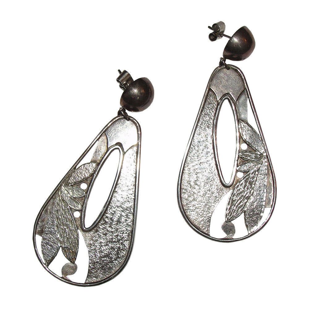 Handmade Hand Made Sterling Silver Etched Chandelier Earrings Size ONE SIZE - 1 Thumbnail