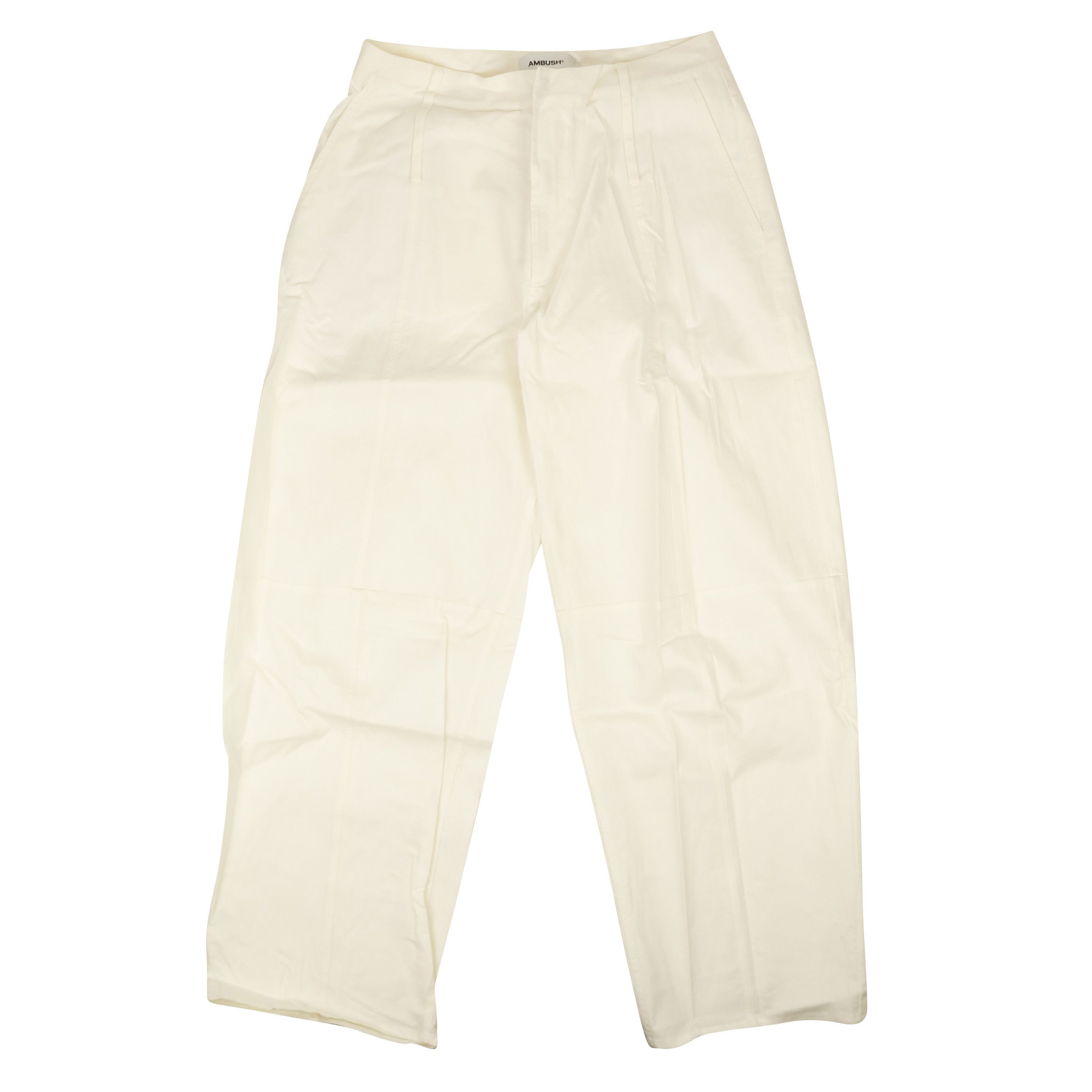 image of Ambush Design White Linen Blend High Waist Wide Tapered Pants Size 8/44, Women's