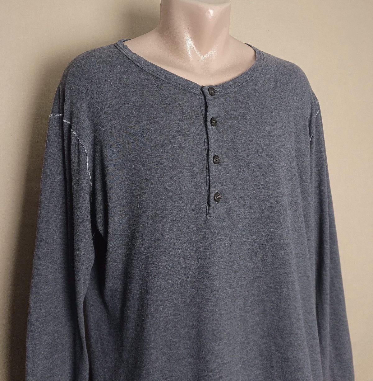Dolce & Gabbana Dolce & Gabbana Henley Long Sleeve Top Grey Size US XL / EU 56 / 4 - 4 Thumbnail