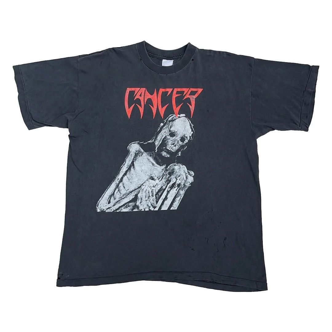 image of Band Tees x Tour Tee Cancer 1991 90's Vintage Band Tour Death Shall Rise T-Shirt in Black (Size XL)