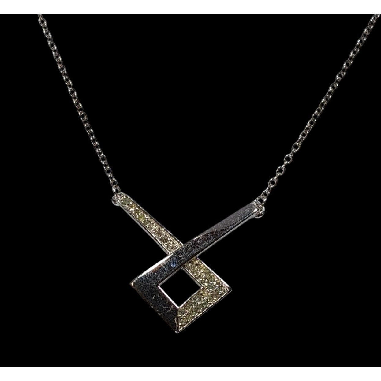 Other Geometric Pendant Necklace Silver ToneWith Rhinestone Accent Size ONE SIZE - 2 Thumbnail