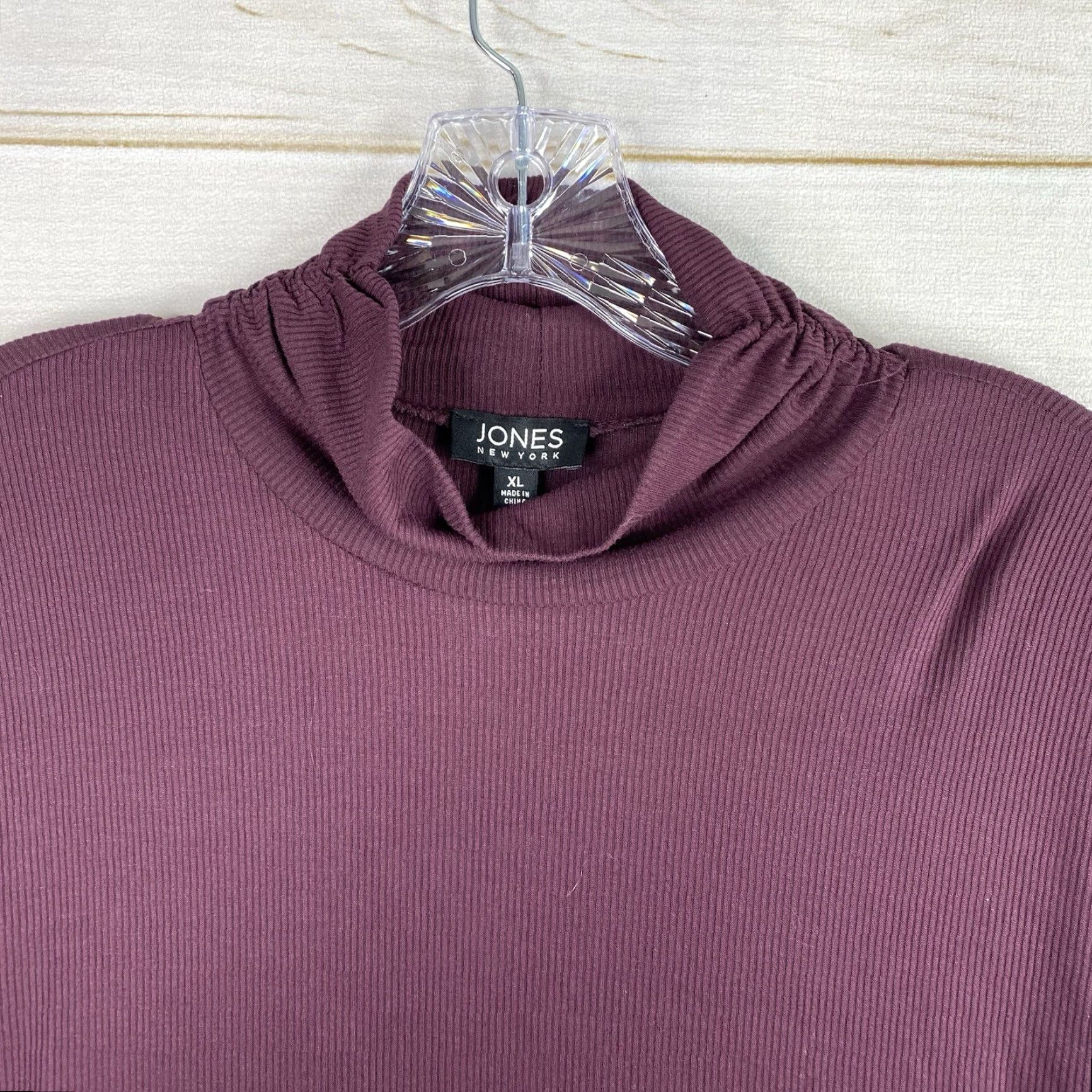 Jones New York VINTAGE Jones New York Womens Top XL Burgundy Ribbed Mock Neck Tunic NWT Size XL / US 12-14 / IT 48-50 - 2 Thumbnail