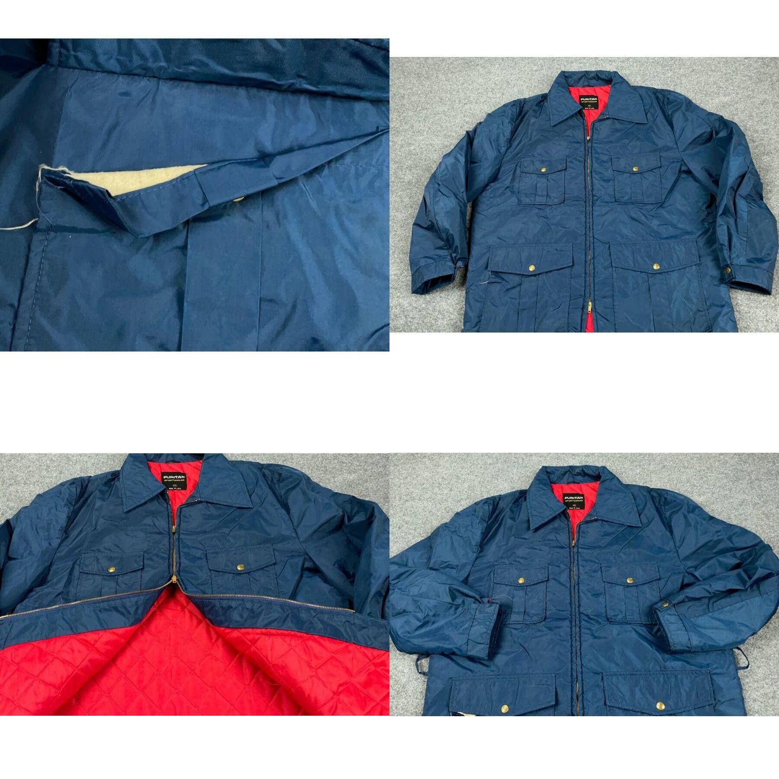 Vintage VINTAGE Puritan Jacket 46 Dark Blue Red Quilted Zip Field Jacket Men Adult 90s Retro Military Pockets Full Zip Size US S / EU 44-46 / 1 - 8 Thumbnail