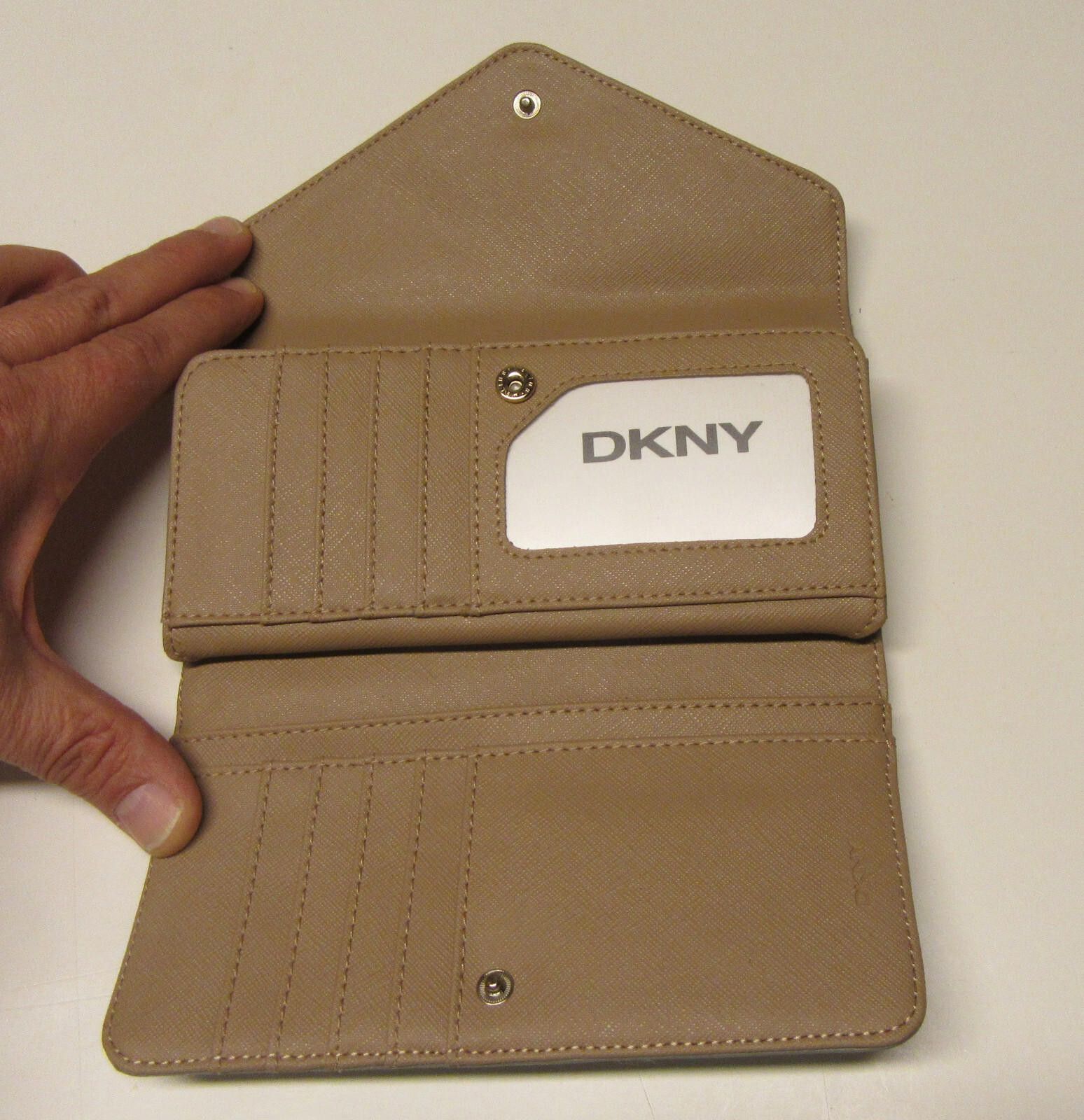 DKNY DKNY Beekman French Grain Leather Trifold Wallet Light Grey Size ONE SIZE - 3 Thumbnail