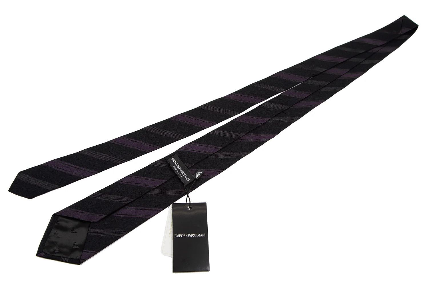 Emporio Armani Wool-Silk Alternate Regimental Tie in Navy Gray Size ONE SIZE - 5 Thumbnail