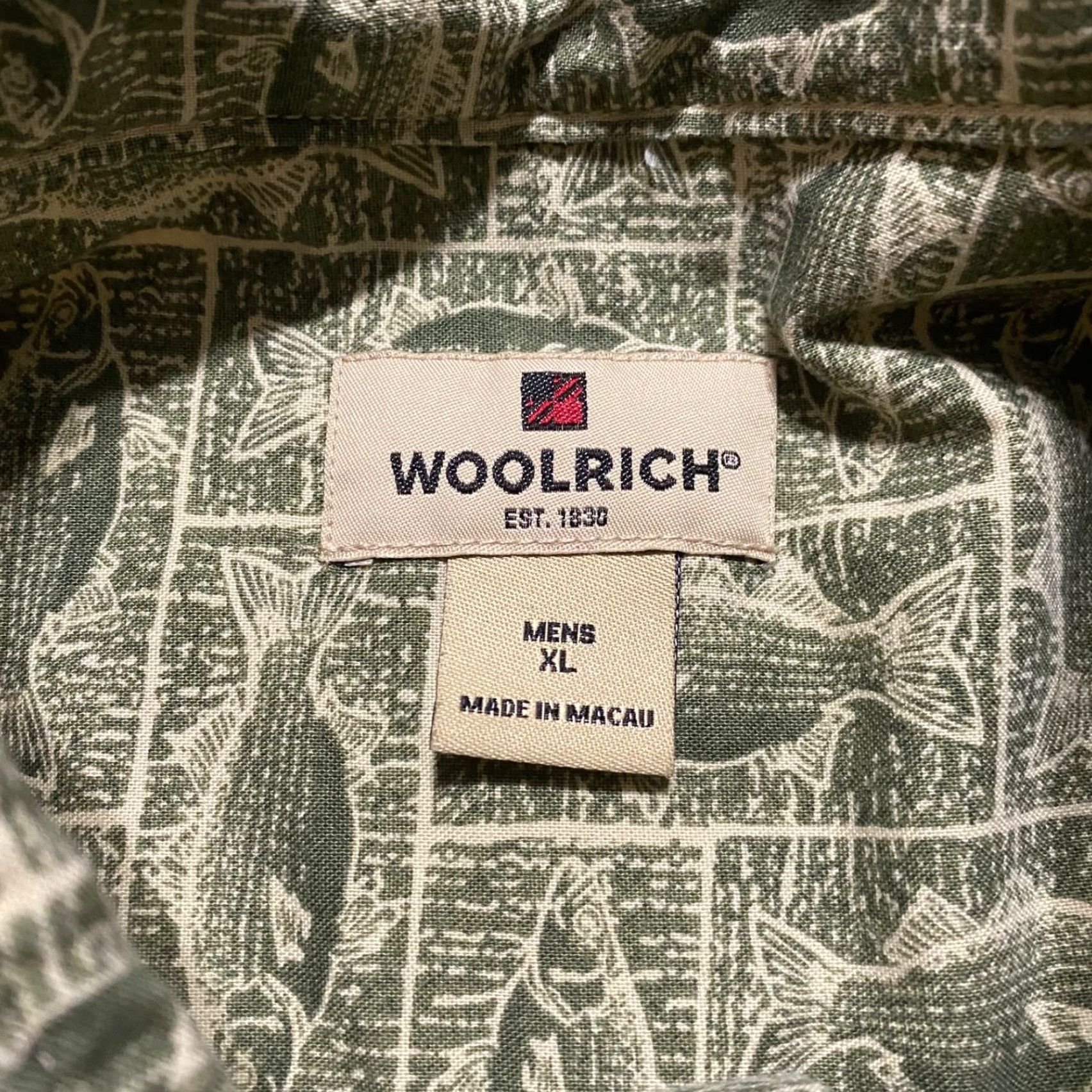 Vintage Woolrich Shirt XL Mens Green Fish Print Button-Up Short Sleeve 100% Cotton Size US XL / EU 56 / 4 - 3 Thumbnail
