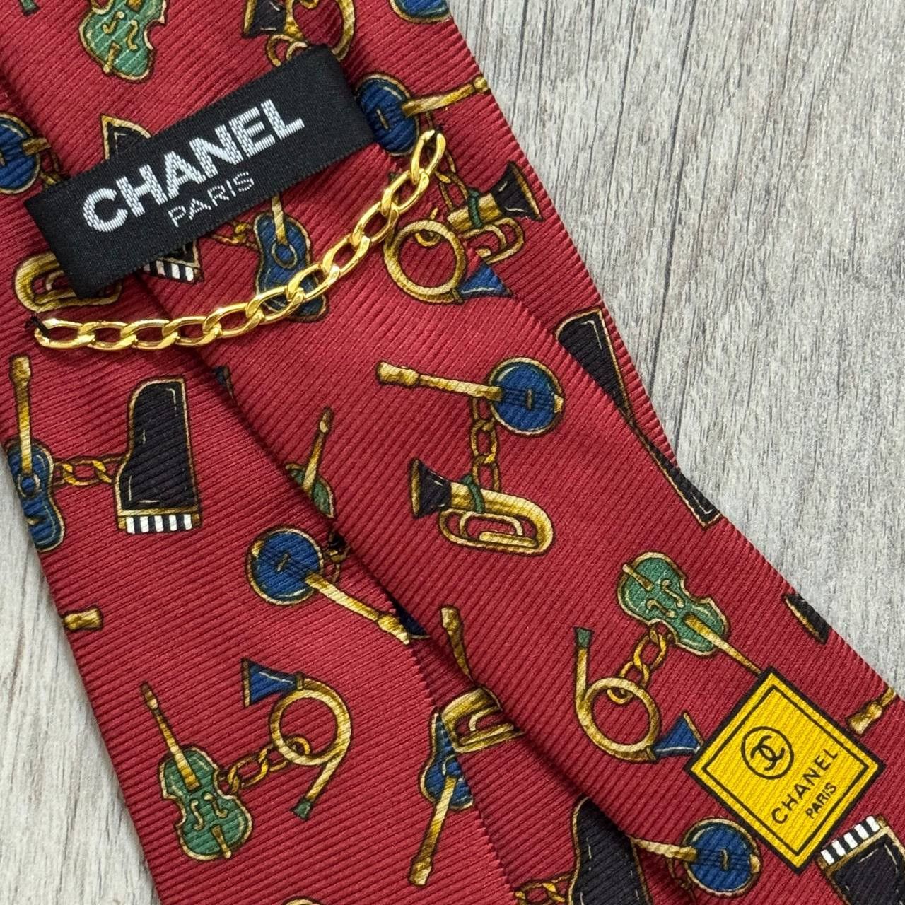 Chanel Vintage CHANEL Graphic Pattern Silk Tie Size ONE SIZE - 2 Thumbnail