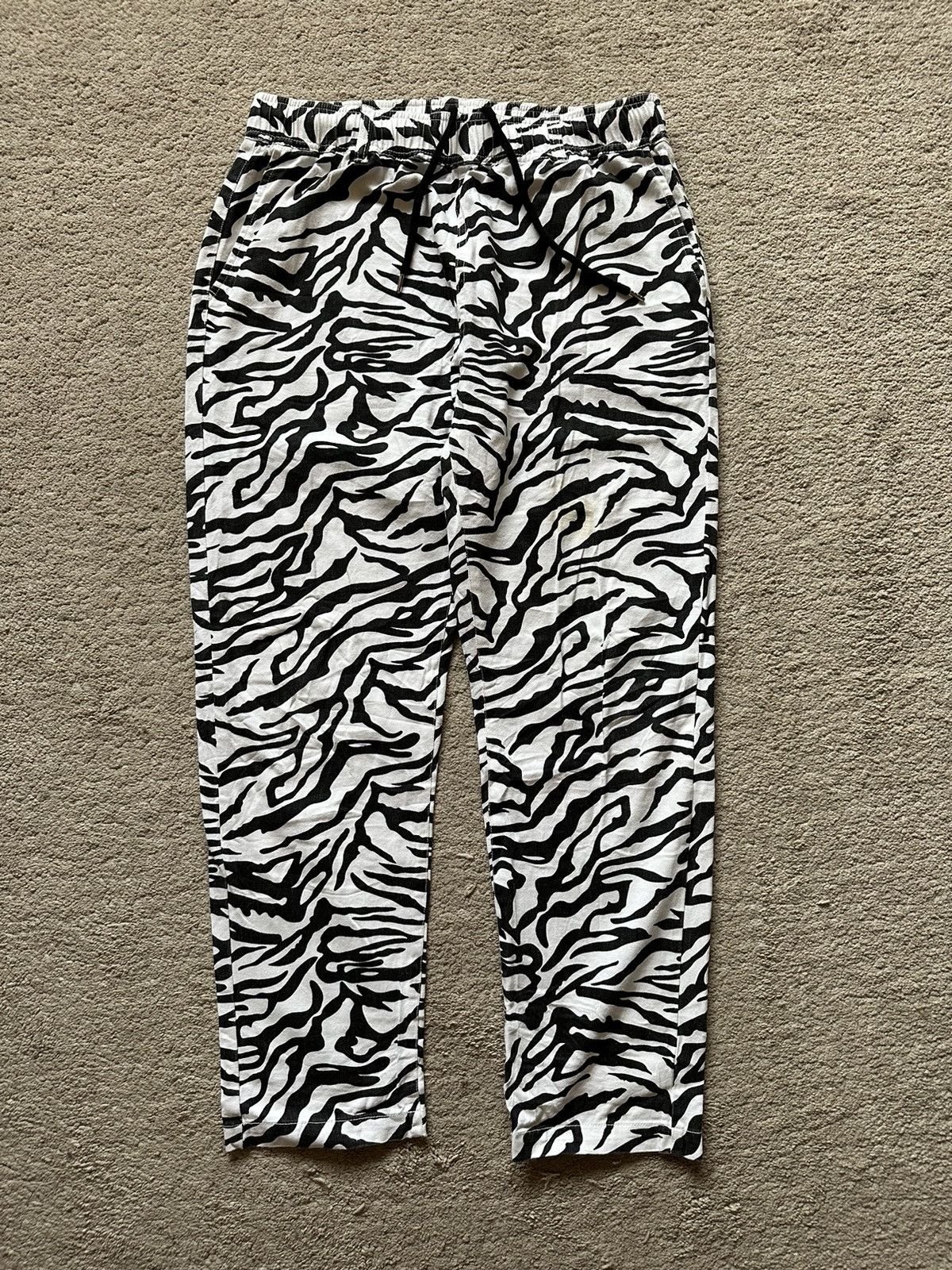 image of Needles x Wacko Maria 2000S Jungle Storm Zebra Cotton Easy Pant in Black/White, Men's (Size 31)