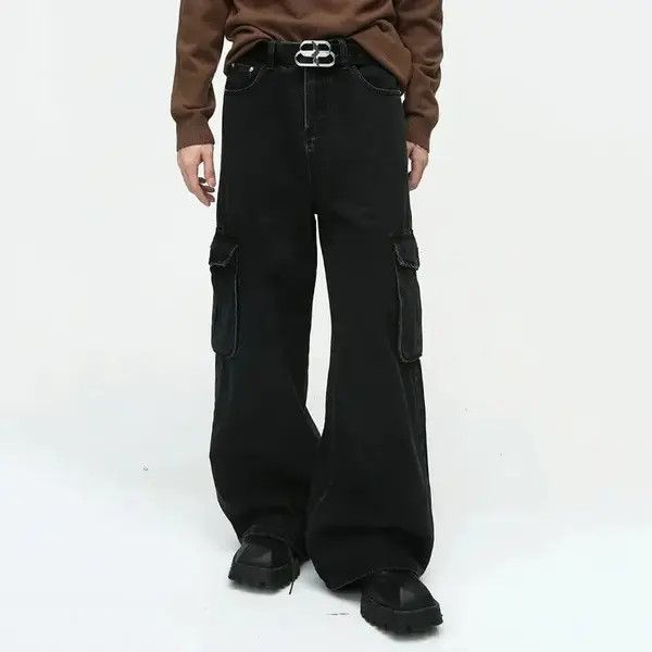 Japanese Brand Kanako x Honda Black Cargo Baggy Denim Jeans Size US 34 / EU 50 - 1 Thumbnail