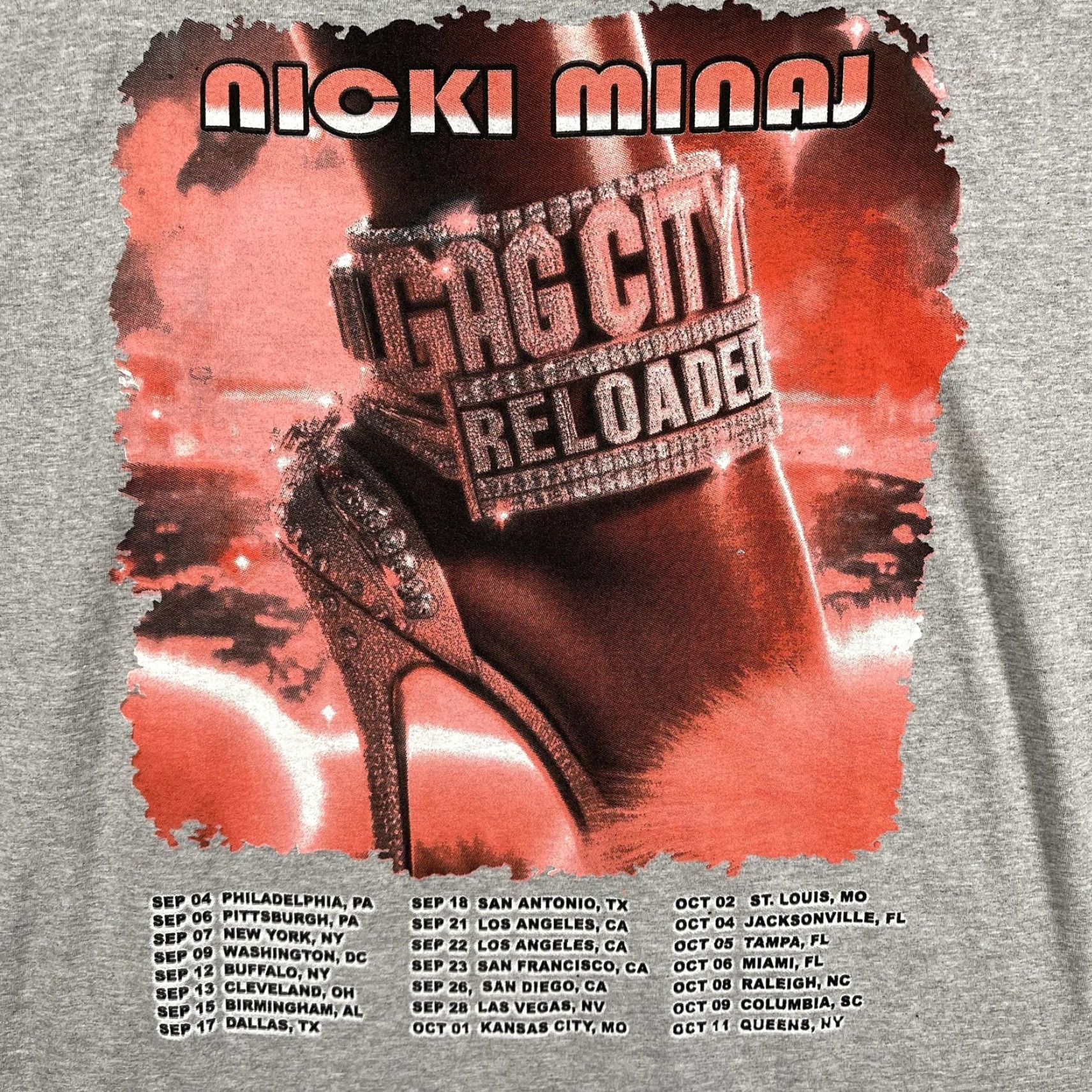 Gildan Nicki Minaj Shirt Mens 2XL Gray Gag City Pink Friday 2 Concert Tour Graphic Tee Size US XXL / EU 58 / 5 - 3 Thumbnail