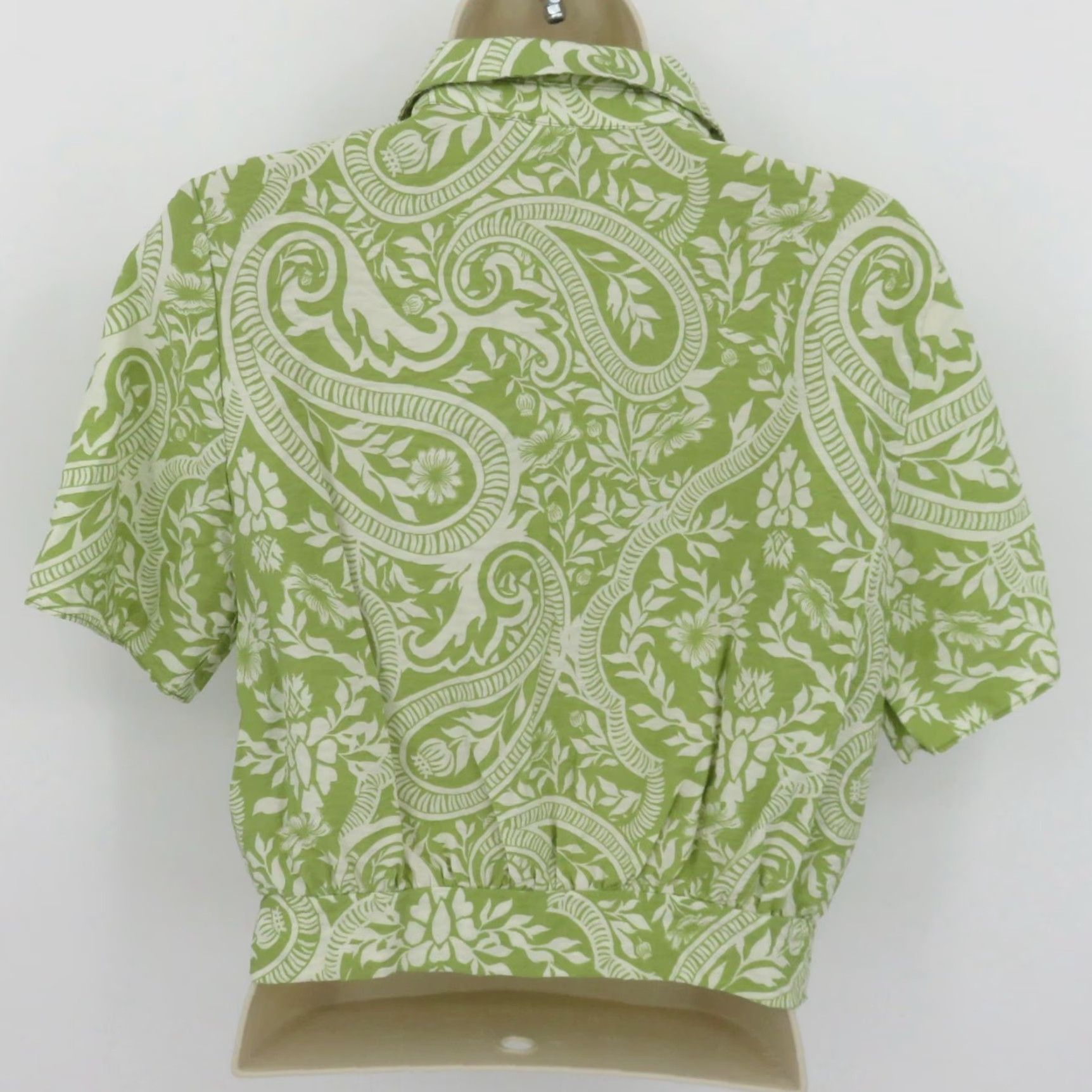 Joie JOIE Shirt Women M Green Flower Print Crop Front Collar Button Short Sleeve Floral Pattern Cropped Spring Summer Fall Winter Regular Size M / US 6-8 / IT 42-44 - 5 Thumbnail