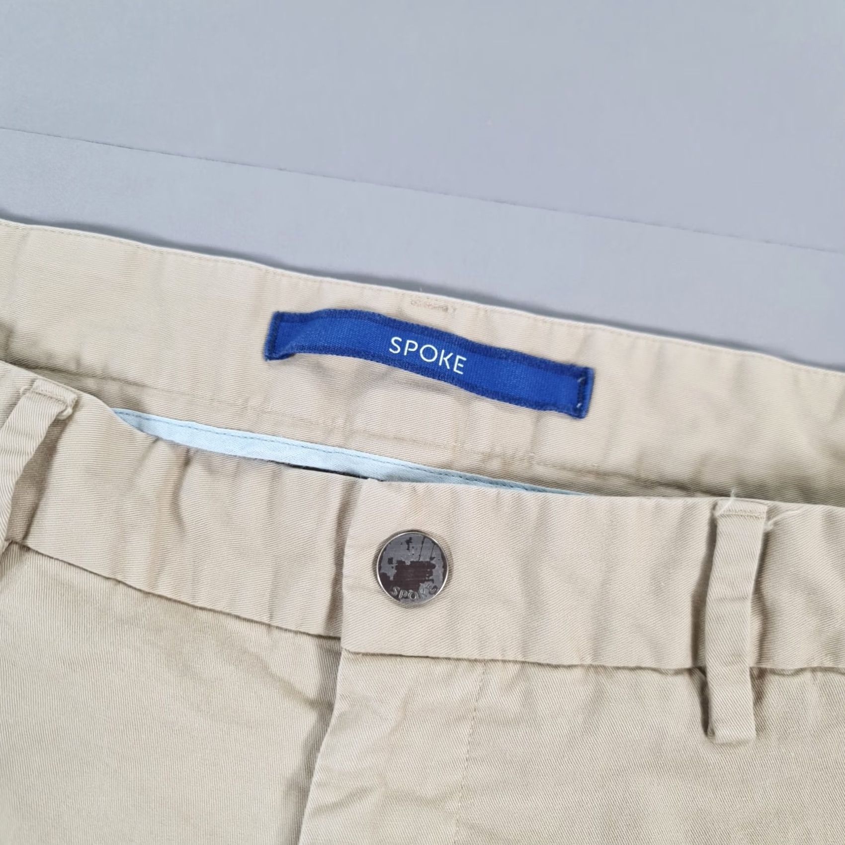 Vintage Spoke Mens Chino Trousers Beige W36 L31 Slim Fit Stretch Pants Chino Trousers Mens Beige W36 L31 Stretch Pockets ZIP Fly Size US 36 / EU 52 - 3 Thumbnail