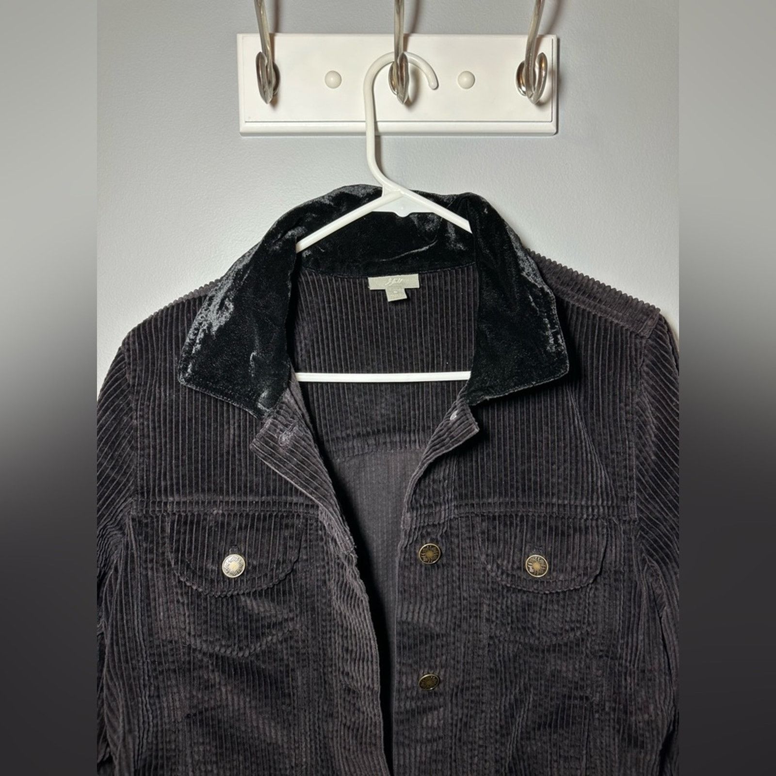 Other J. Jill Corduroy Jacket Velvet Collar Black Cotton Womens SM Size S / US 4 / IT 40 - 2 Thumbnail