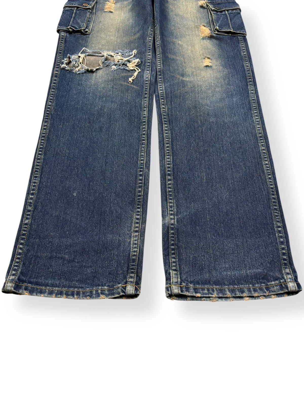 POST ARCHIVE FACTION (PAF) Vintage Japanese Brand Mud Wash Distressed Cargo Jeans Size US 32 / EU 48 - 7 Thumbnail