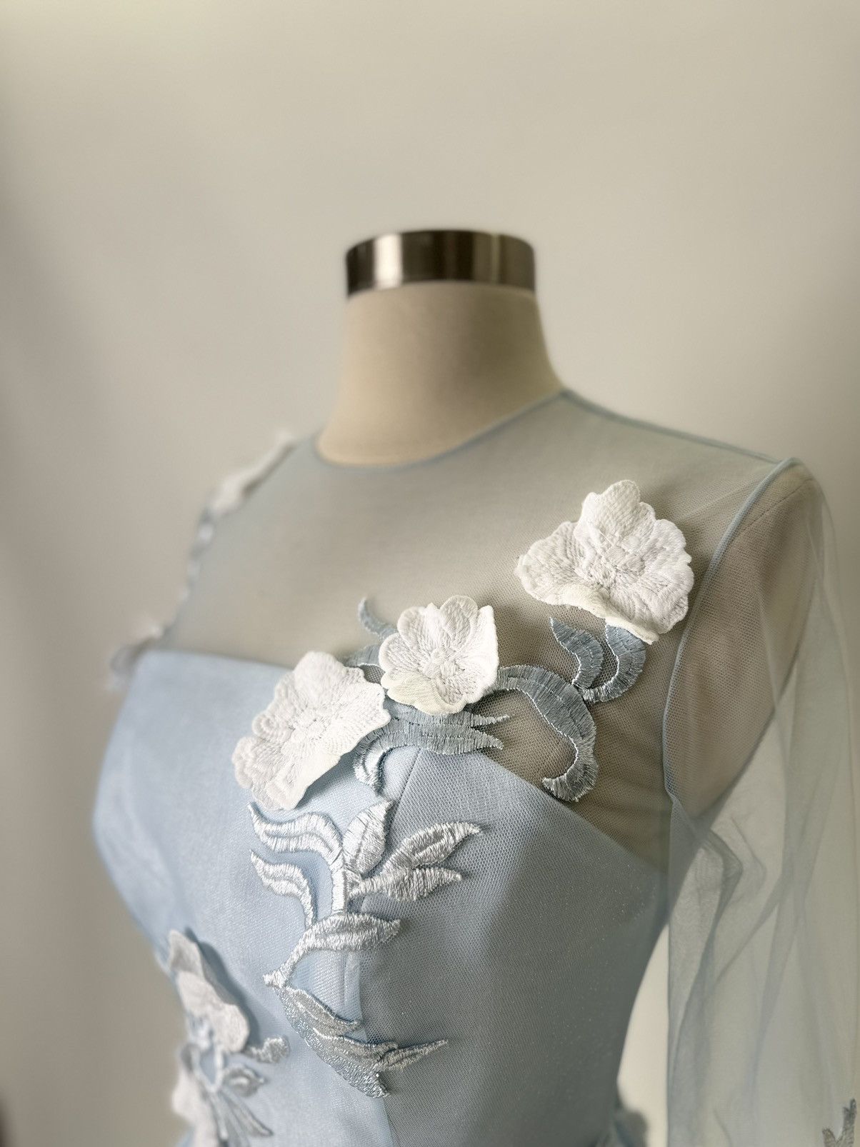 Other Brand New US 8 Baby Blue Floral Anna Augusta Dress Size M / US 6-8 / IT 42-44 - 3 Thumbnail