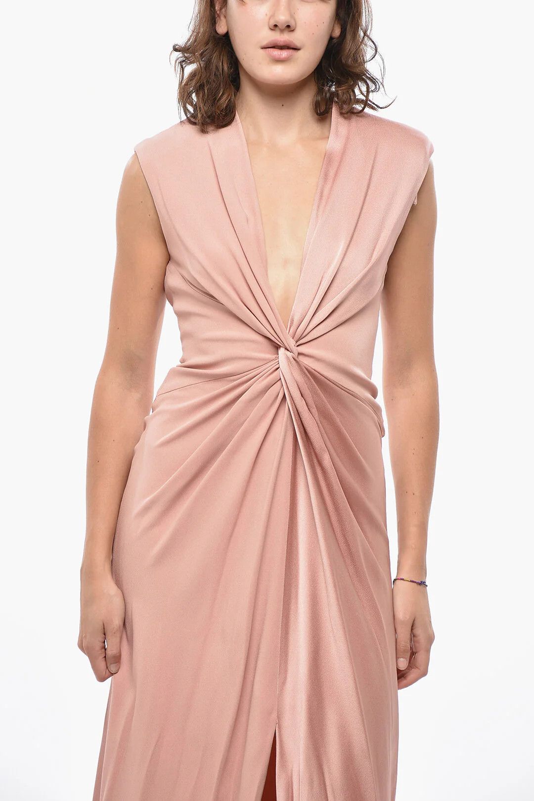Max Mara og1mm0426 Satin Dress in Pink Size XS / US 0-2 / IT 36-38 - 4 Thumbnail