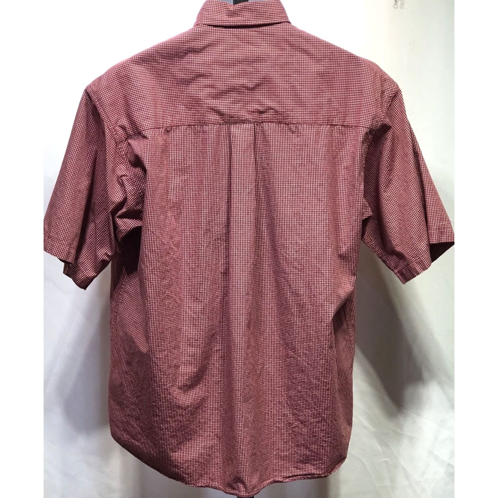 Haggar Haggar Oxford Button-Up L Red Plaid Short Sleeve Pocket Preppy Office Shirt Men Size US 33 - 3 Thumbnail