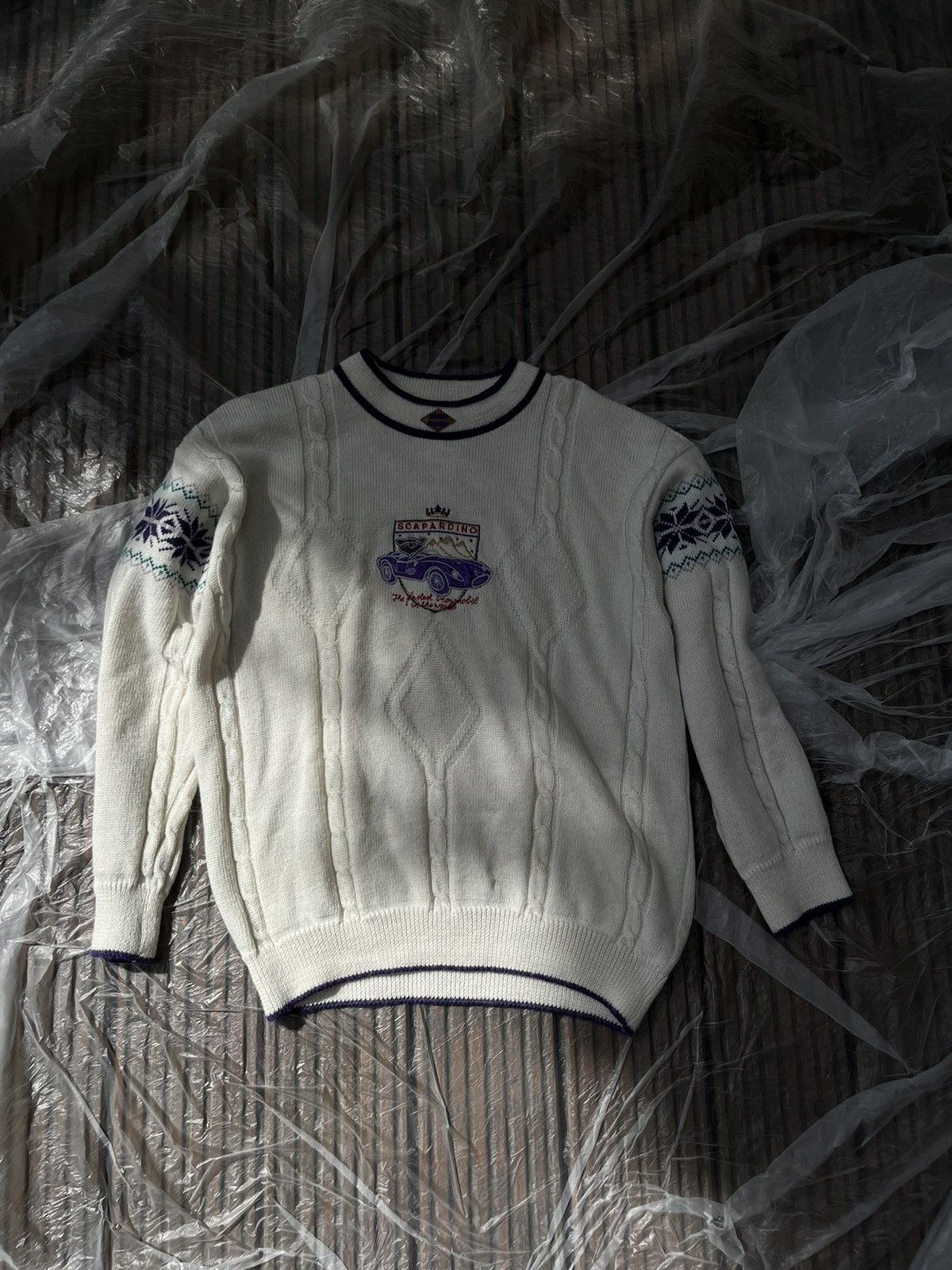 Vintage Scapardino Embroidered Knit Sweater late 1990s – early 2000s Size US L / EU 52-54 / 3 - 3 Thumbnail