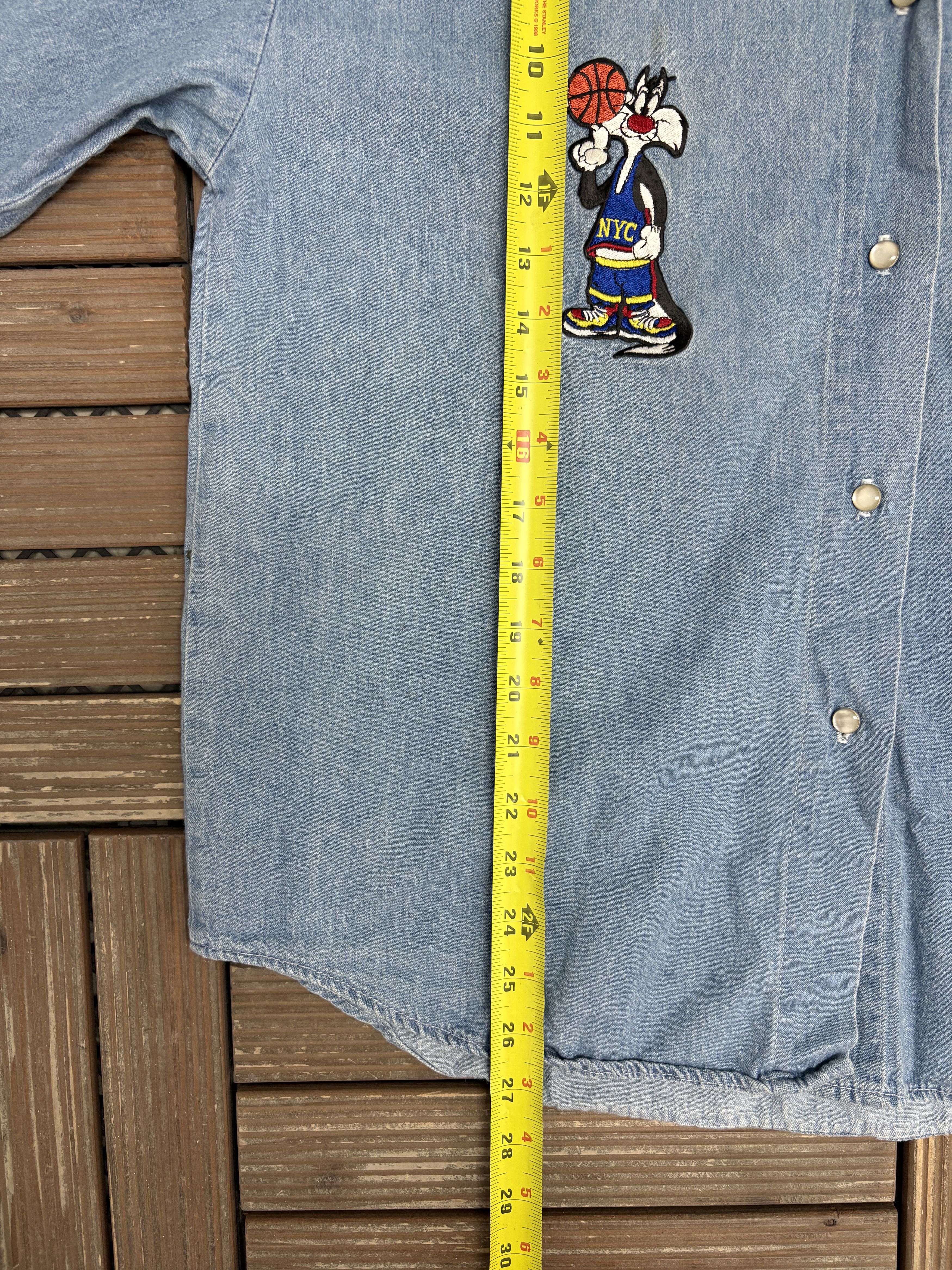 Vintage Tweety Bird & Sylvester Vintage Denim Jean Shirt Size US L / EU 52-54 / 3 - 7 Thumbnail