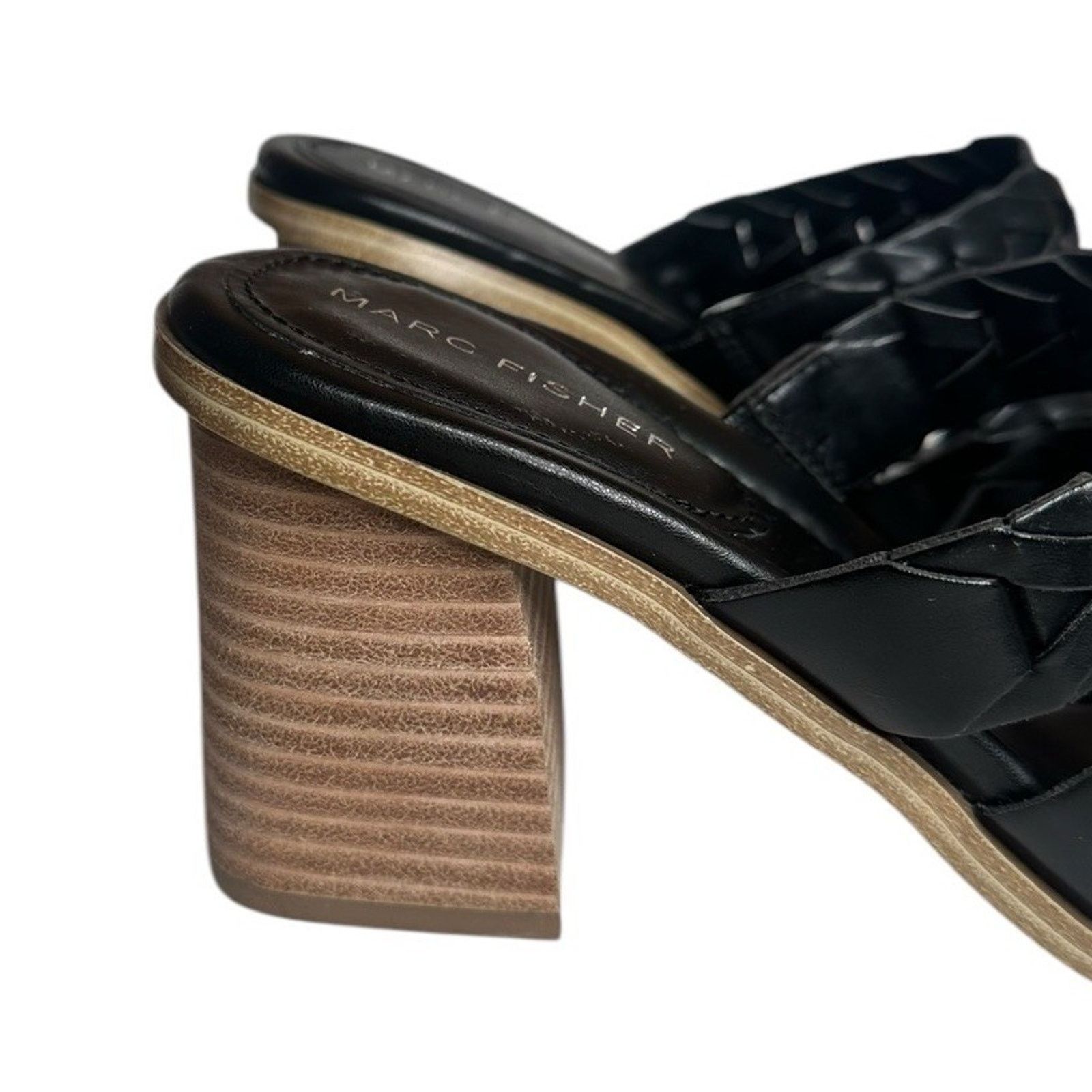 Marc Fisher Marc Fisher Melita Black Chunky Block Heel Slide Sandals 8 Size US 8 / IT 38 - 2 Thumbnail