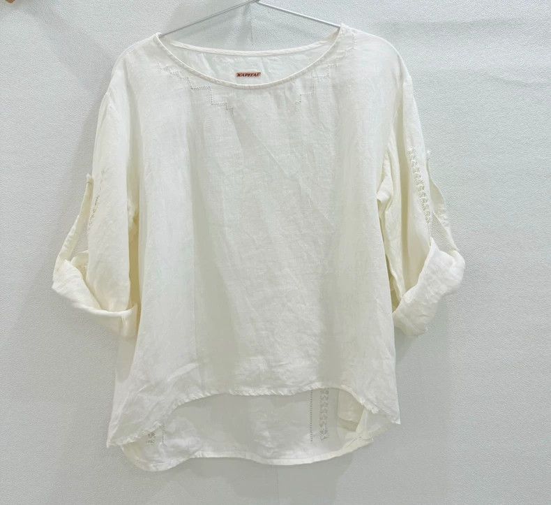 Kapital Embroidered Linen Tunic with Roll-up Sleeves Size US M / EU 48-50 / 2 - 1 Thumbnail