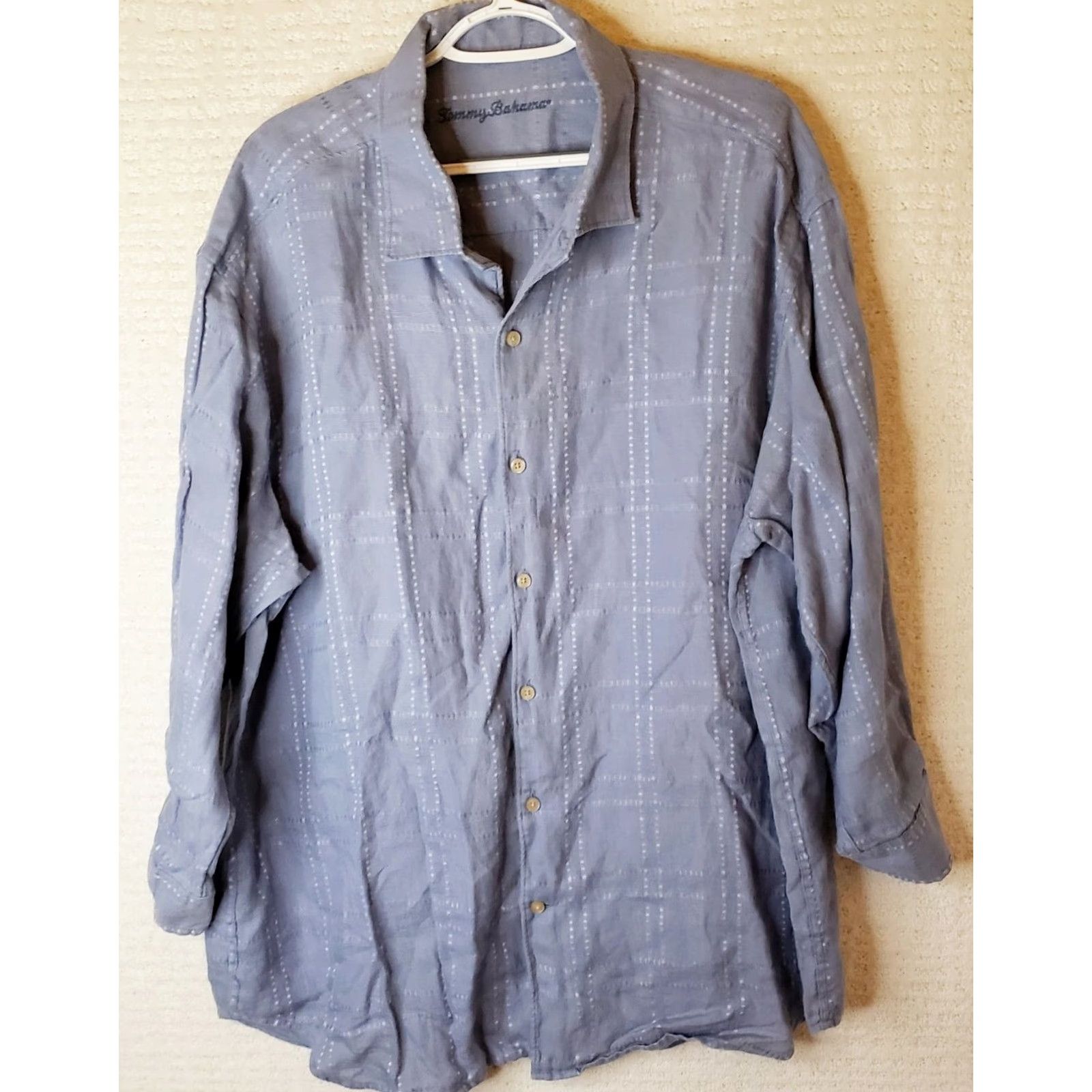 Tommy Bahama VINTAGE Tommy Bahama Shirt 2XL Button-Down Long Sleeve Blue 100% Linen Relaxed Mens Shirt Size US XXL / EU 58 / 5 - 2 Thumbnail