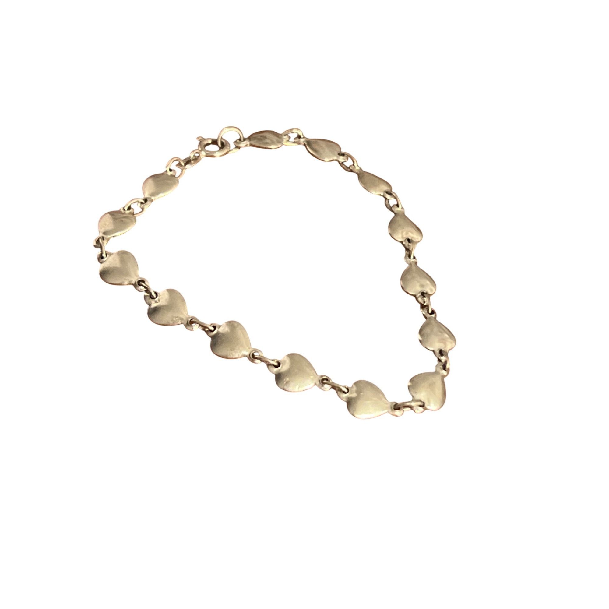 Other Vintage Silver Tone Bracelet Heart Links Dainty Spring Ring Size ONE SIZE - 1 Thumbnail