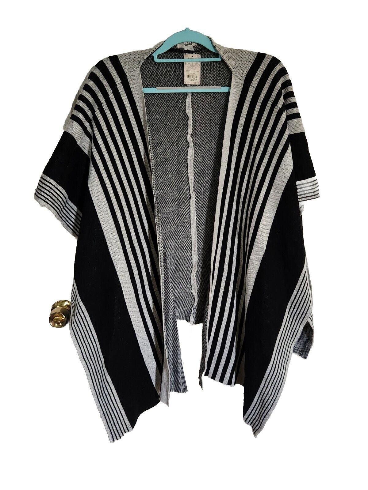 Steve Madden Mudd Poncho One Size Black Gray Shawl Sweater NWT cape Size ONE SIZE - 1 Thumbnail