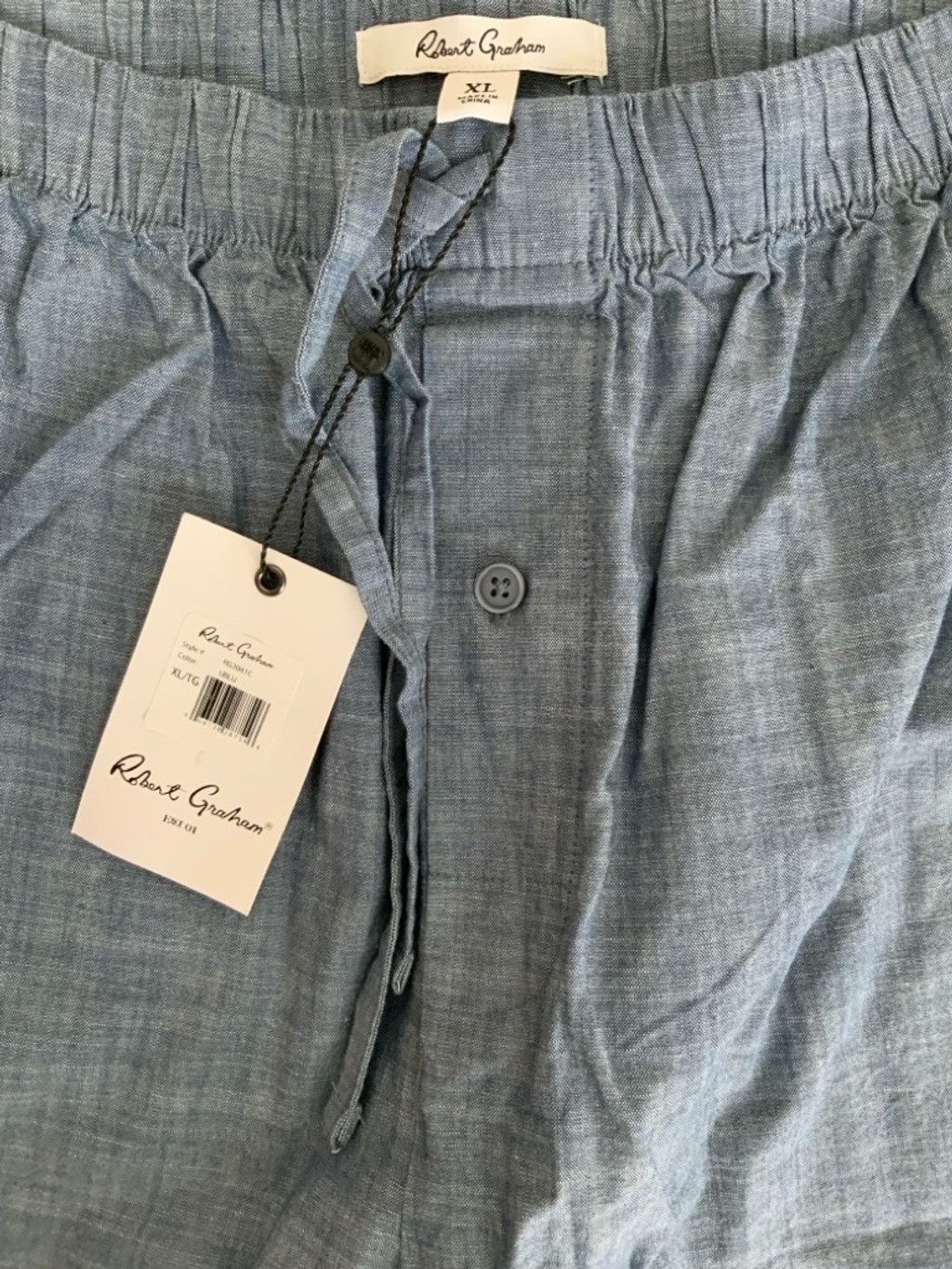 Robert Graham Robert Graham Men's Loungewear - Chambray Jam Short SIZE XL Size US 38 / EU 54 - 3 Thumbnail