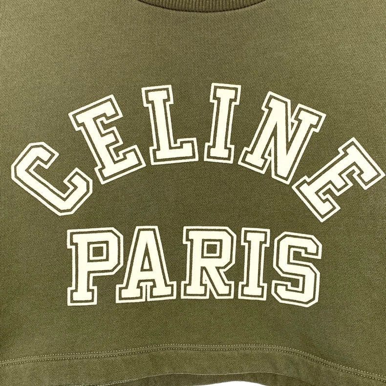 Celine Celine Army Green Logo Printed Cotton TShirt Size US XS / EU 42 / 0 - 4 Thumbnail