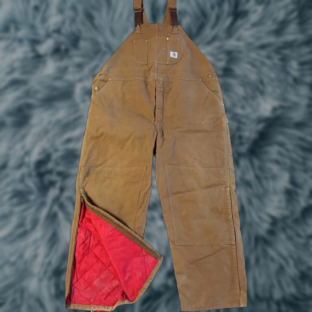 Carhartt VINTAGE Carhartt Overalls 52 USA Beige Quilt Lined 80s 90s Grunge Trucker Biker Punk Workwear Jeans Men Size US 36 / EU 52 - 1 Thumbnail