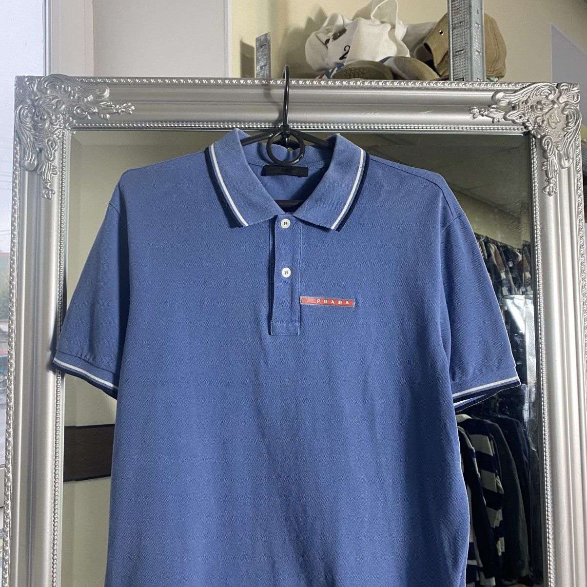 Prada polo red tab luxury rare streetwear casual chest logo