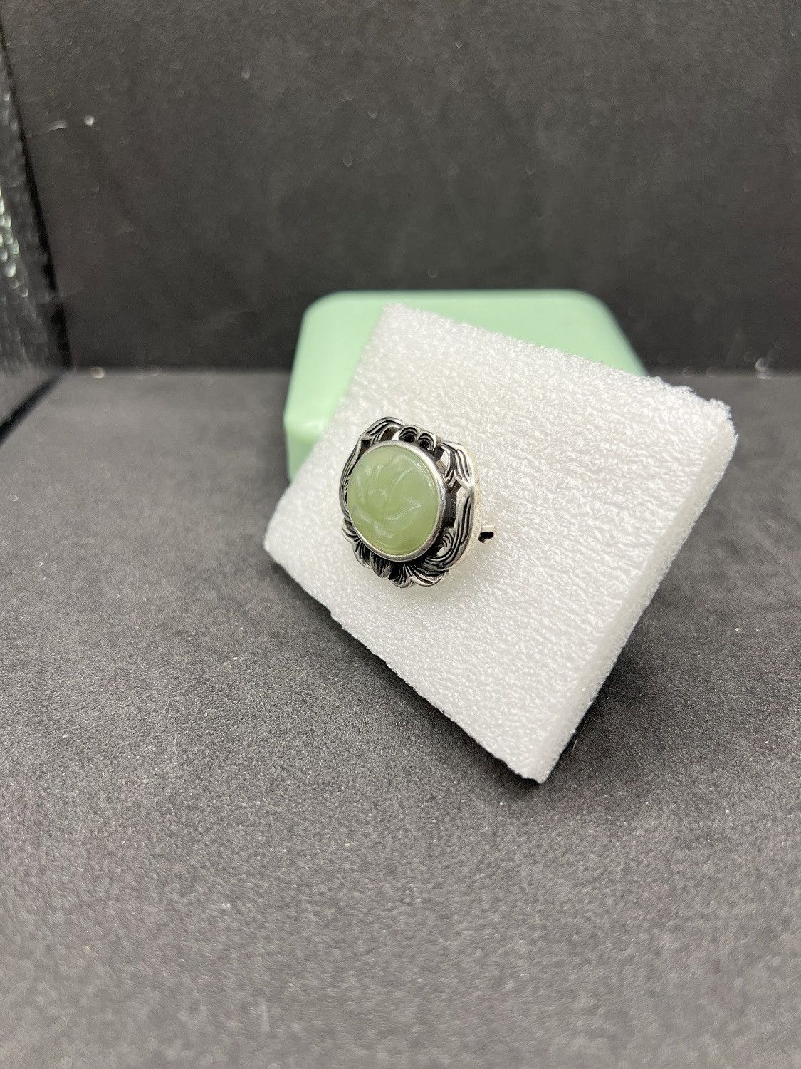 Jewelry Green Lotus Jade Silver Brooch Pin Size ONE SIZE - 2 Thumbnail