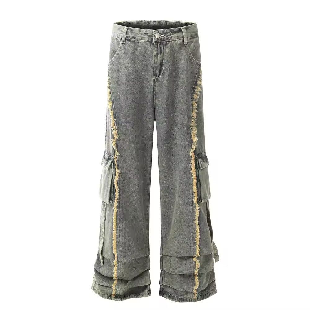 Designer × Vintage Streetwear Cargo Washed Distressed Blue Multi Pockets Jeans Size US 29 - 2 Thumbnail